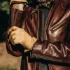 The Band Collar Moto Jacket in Espresso Steerhide sold by Taylor Stitch