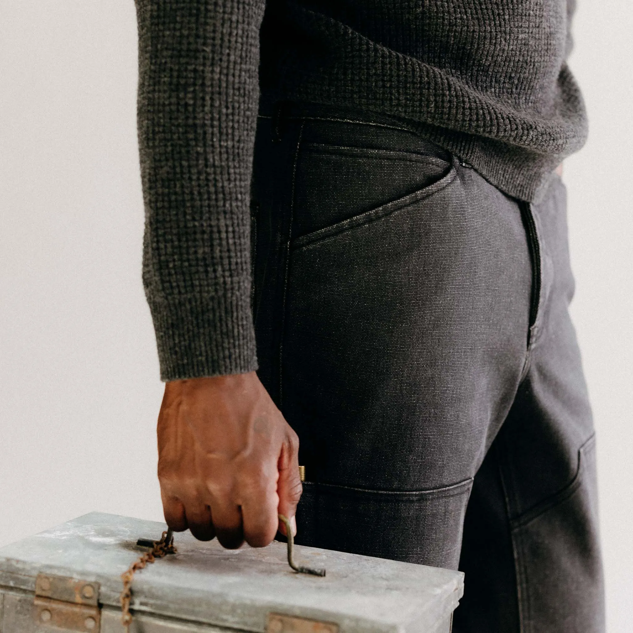 The Chore Pant in Coal Chipped Canvas sold by Taylor Stitch product image thumbnail 4