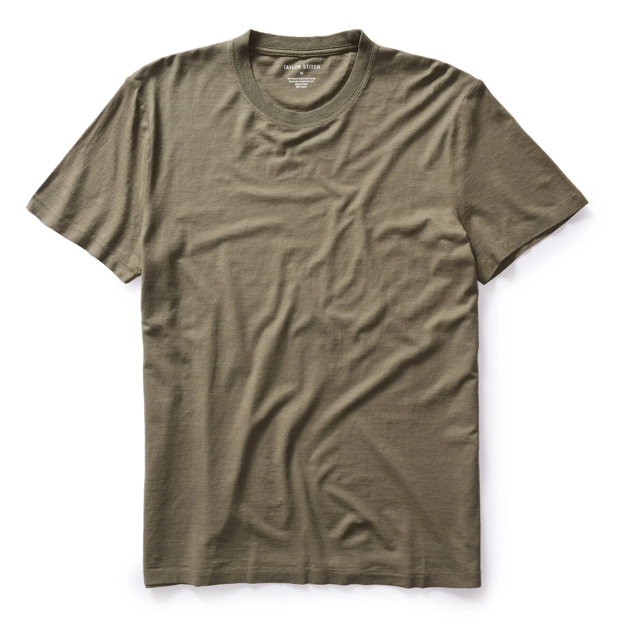 The Cotton Hemp Tee in Olive sold by Taylor Stitch