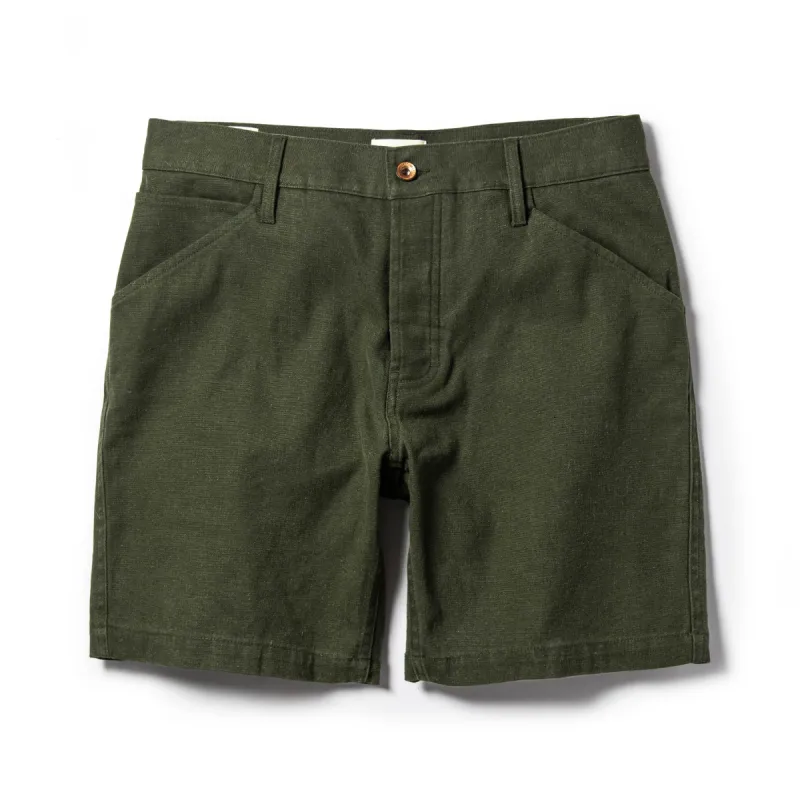 The Camp Short in Olive Boss Duck sold by Taylor Stitch