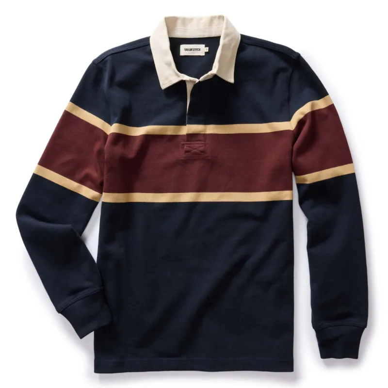 The Rugby in Dark Navy Stripe sold by Taylor Stitch