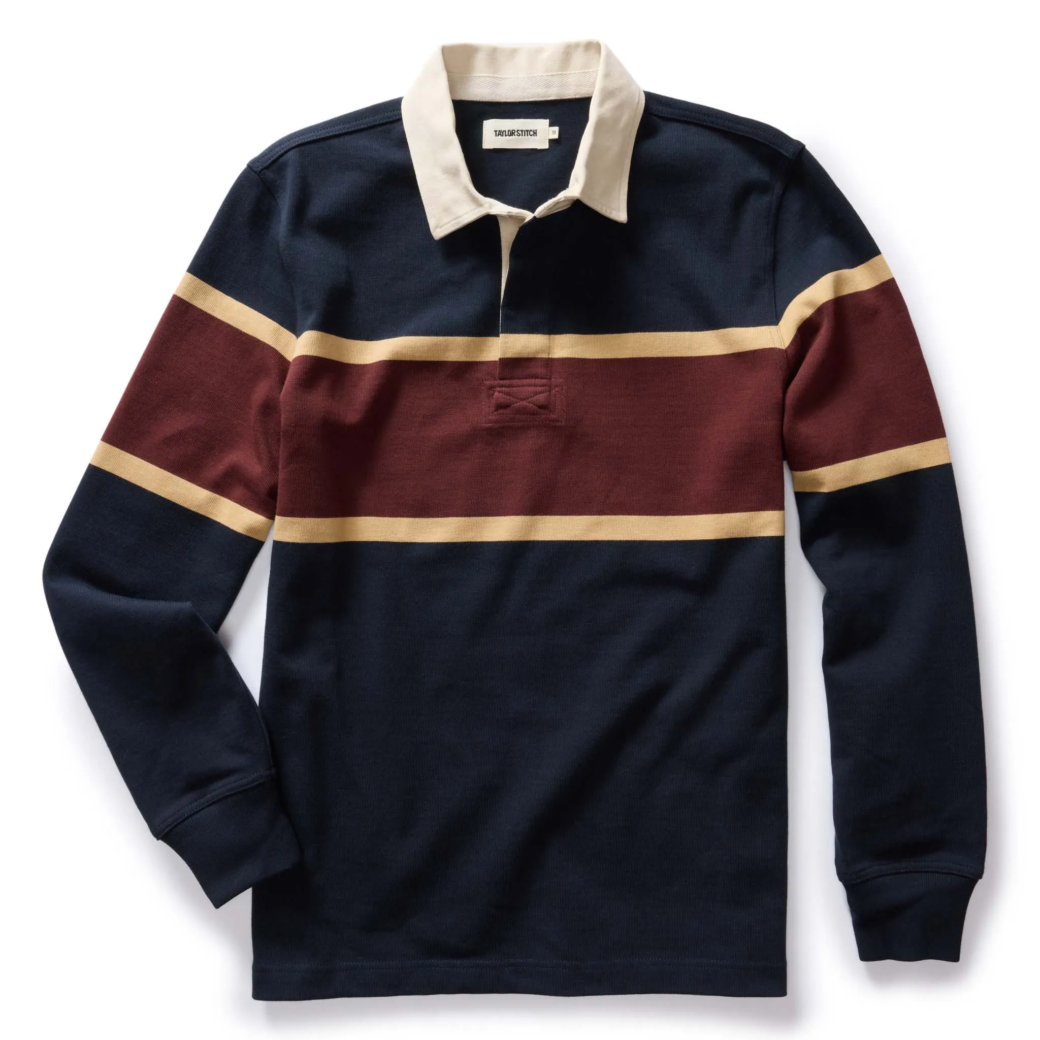 The Rugby in Dark Navy Stripe sold by Taylor Stitch