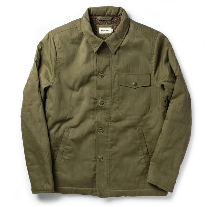 The Lined Watts Jacket in Olive sold by Taylor Stitch