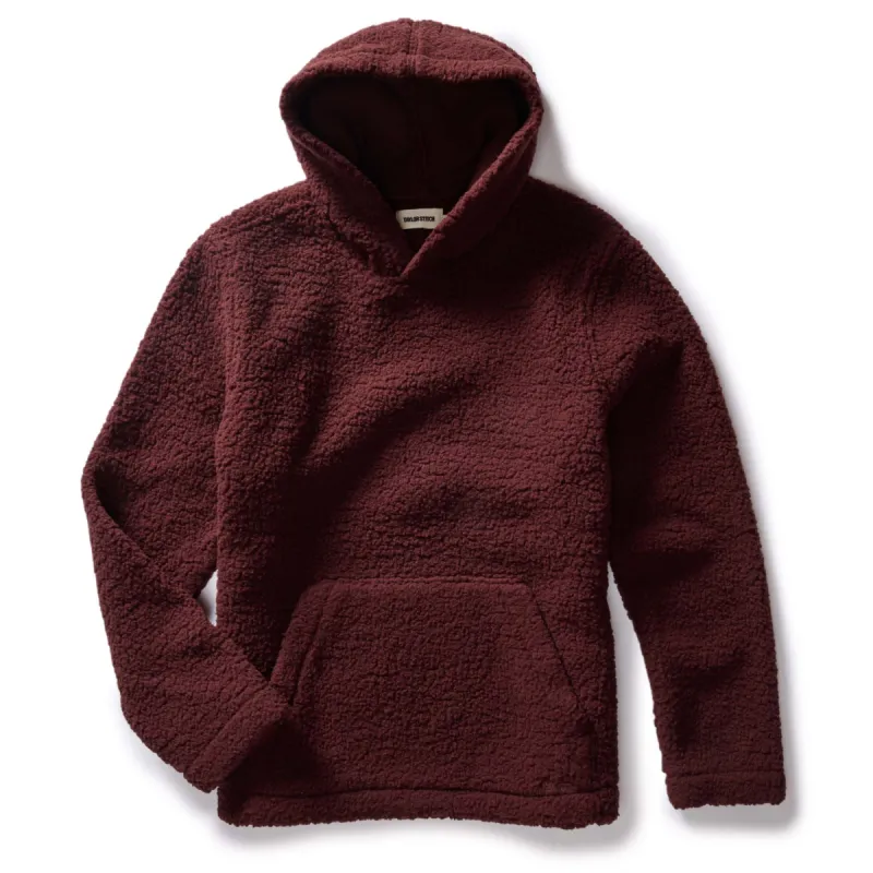 The Nomad Hoodie in Burgundy Sherpa sold by Taylor Stitch