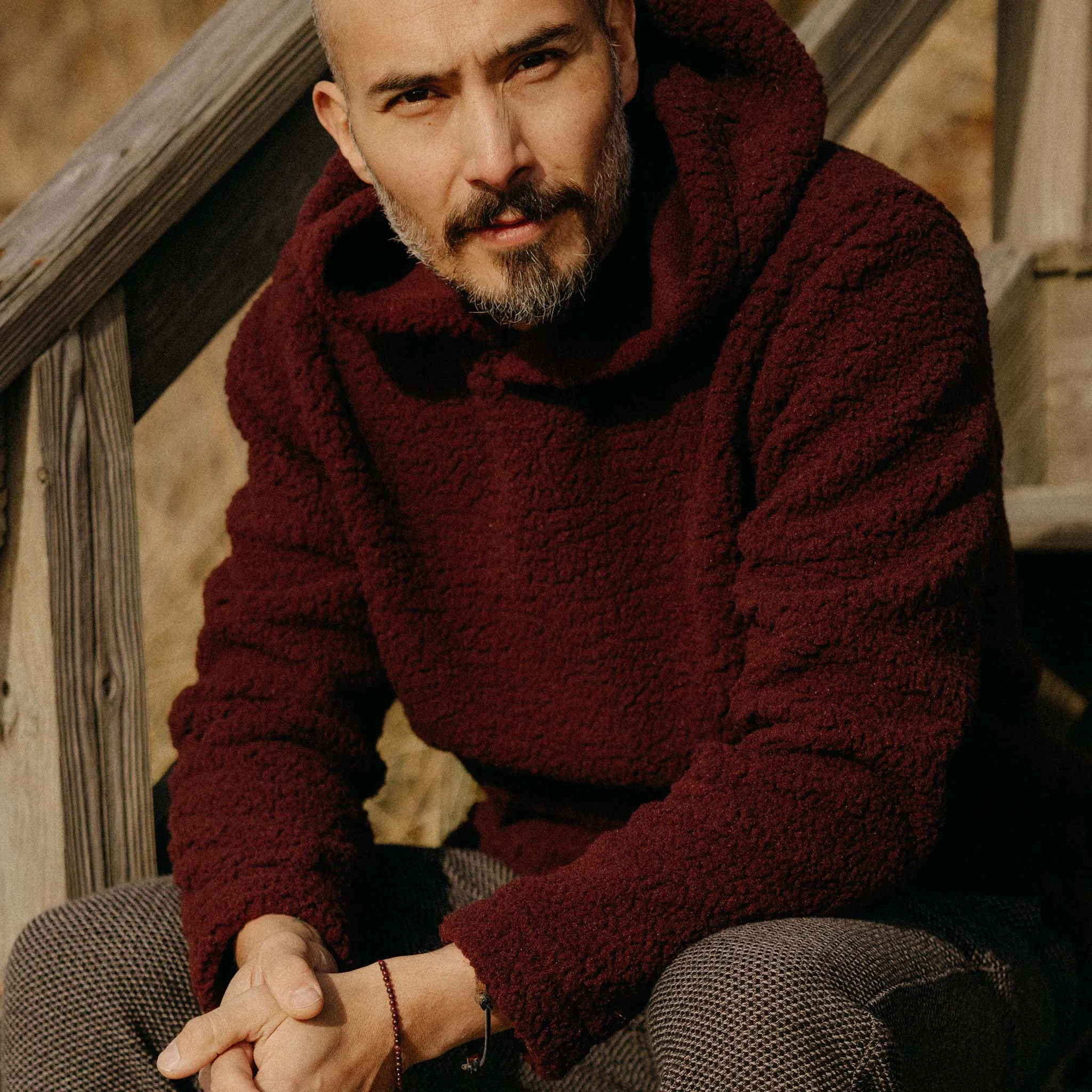 The Nomad Hoodie in Burgundy Sherpa sold by Taylor Stitch product image thumbnail 3