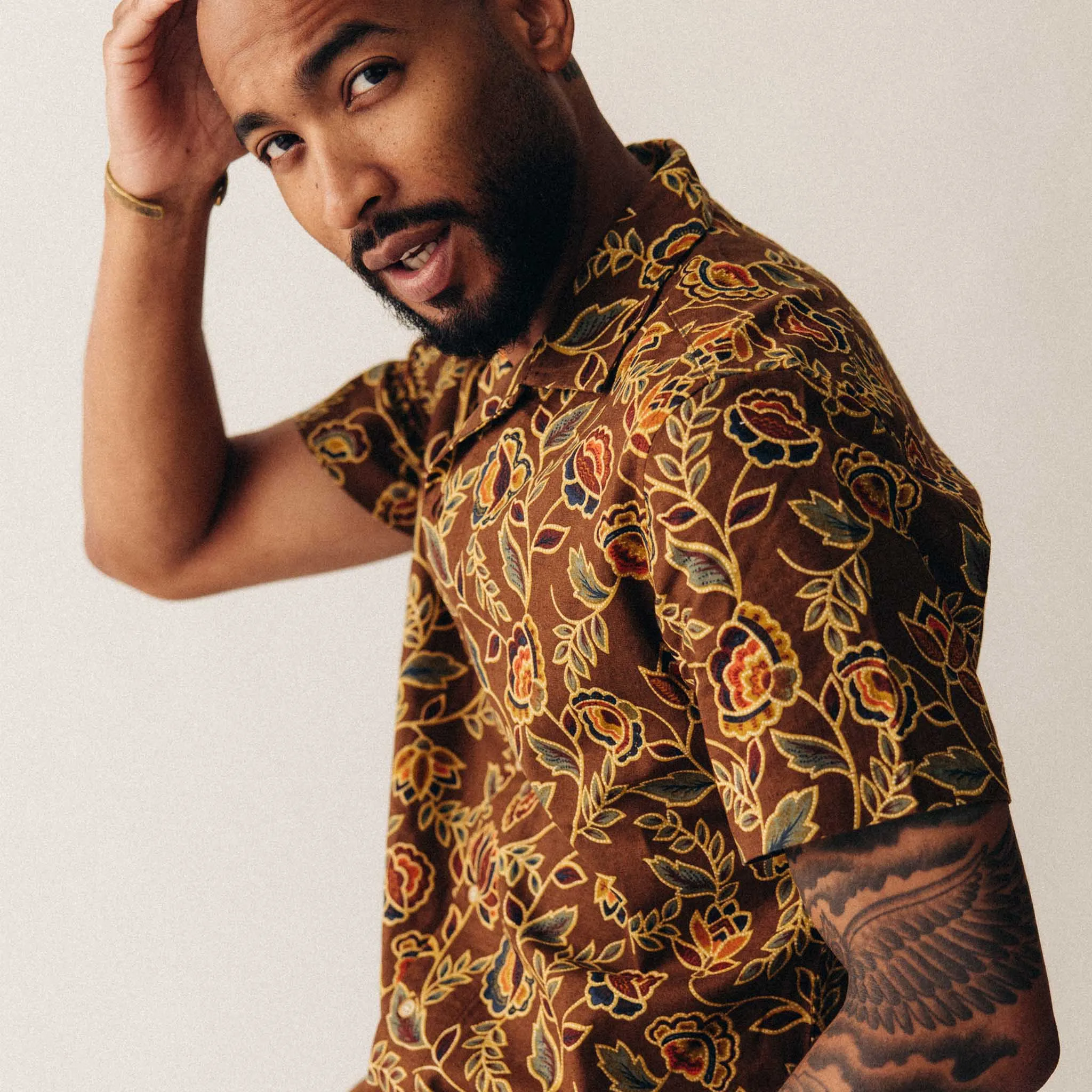 The Short Sleeve Davis Shirt in Burnt Toffee Print sold by Taylor Stitch product image thumbnail 3