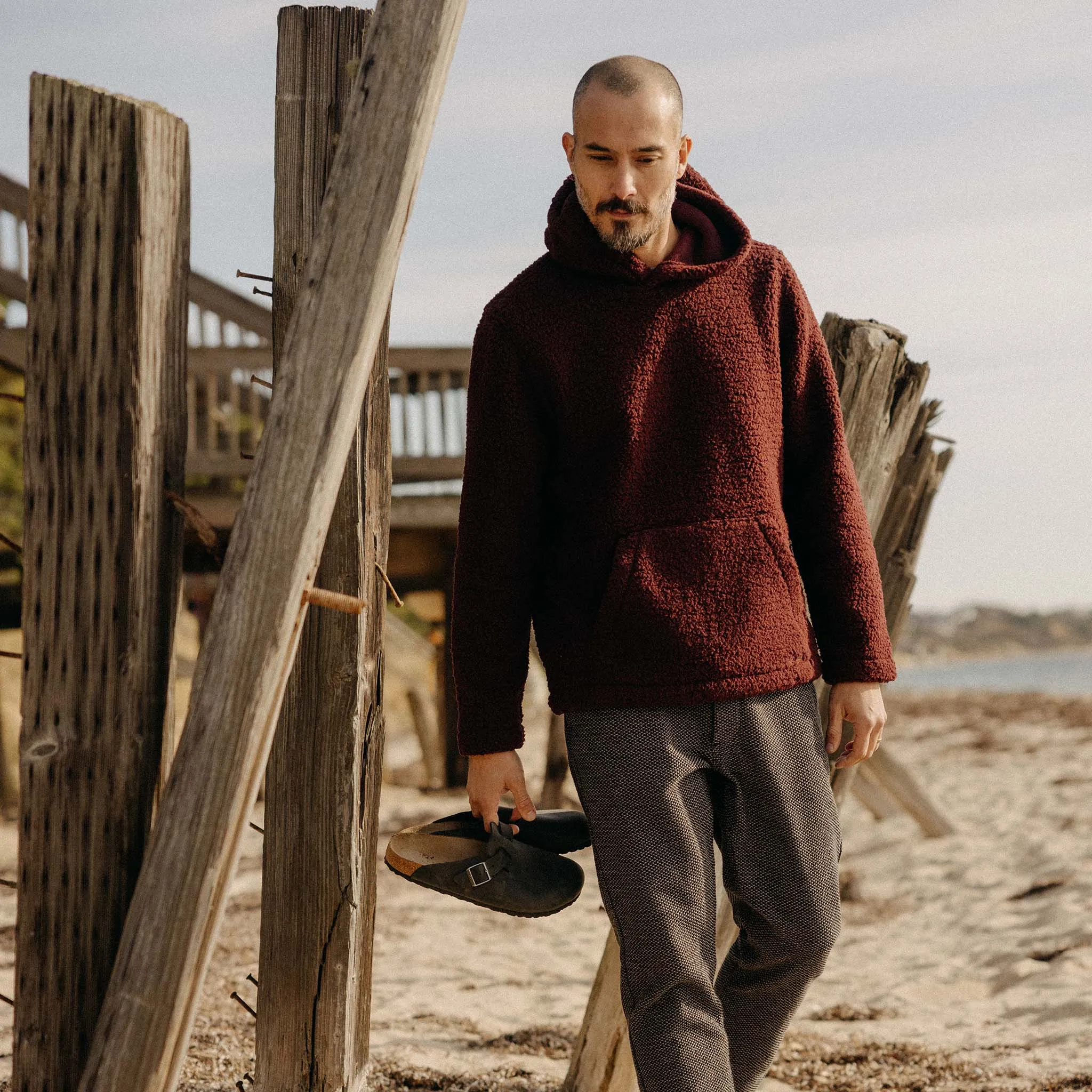 The Nomad Hoodie in Burgundy Sherpa sold by Taylor Stitch product image thumbnail 2