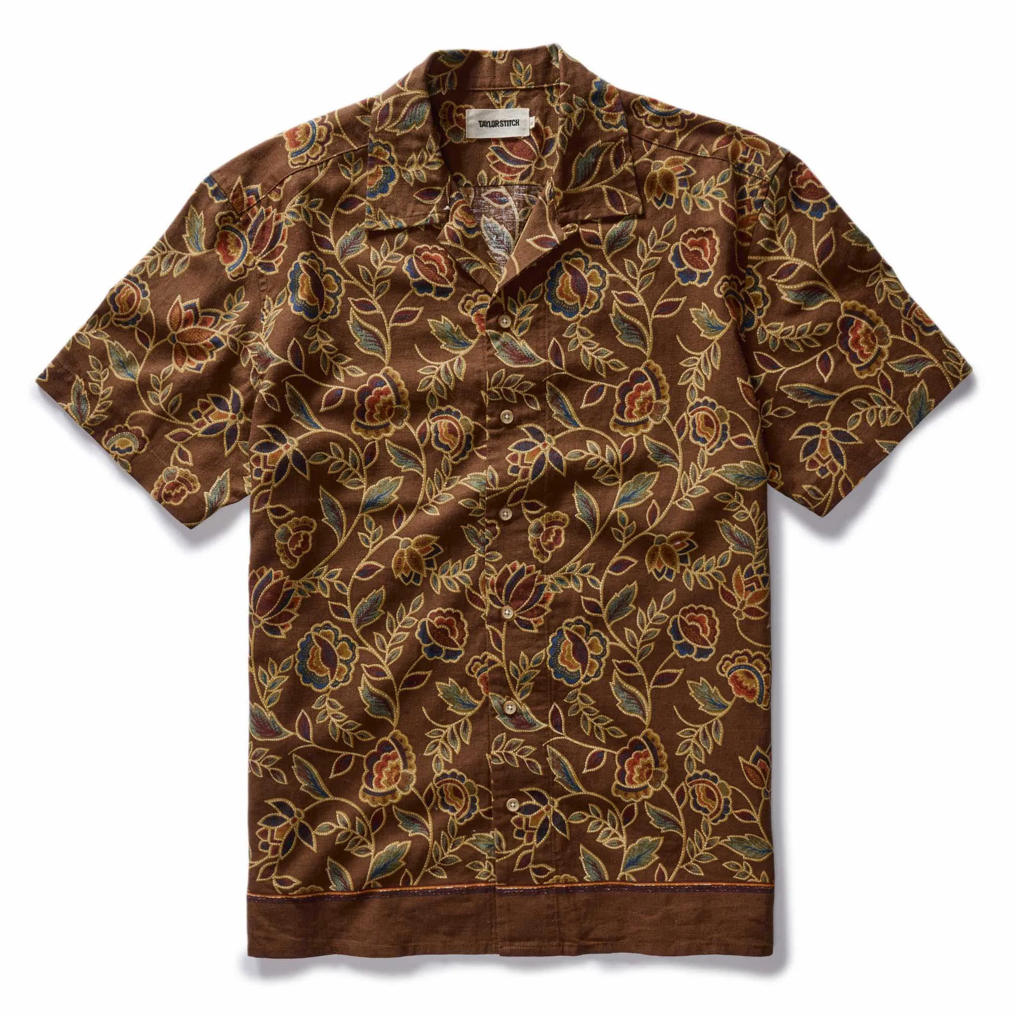 The Short Sleeve Davis Shirt in Burnt Toffee Print sold by Taylor Stitch