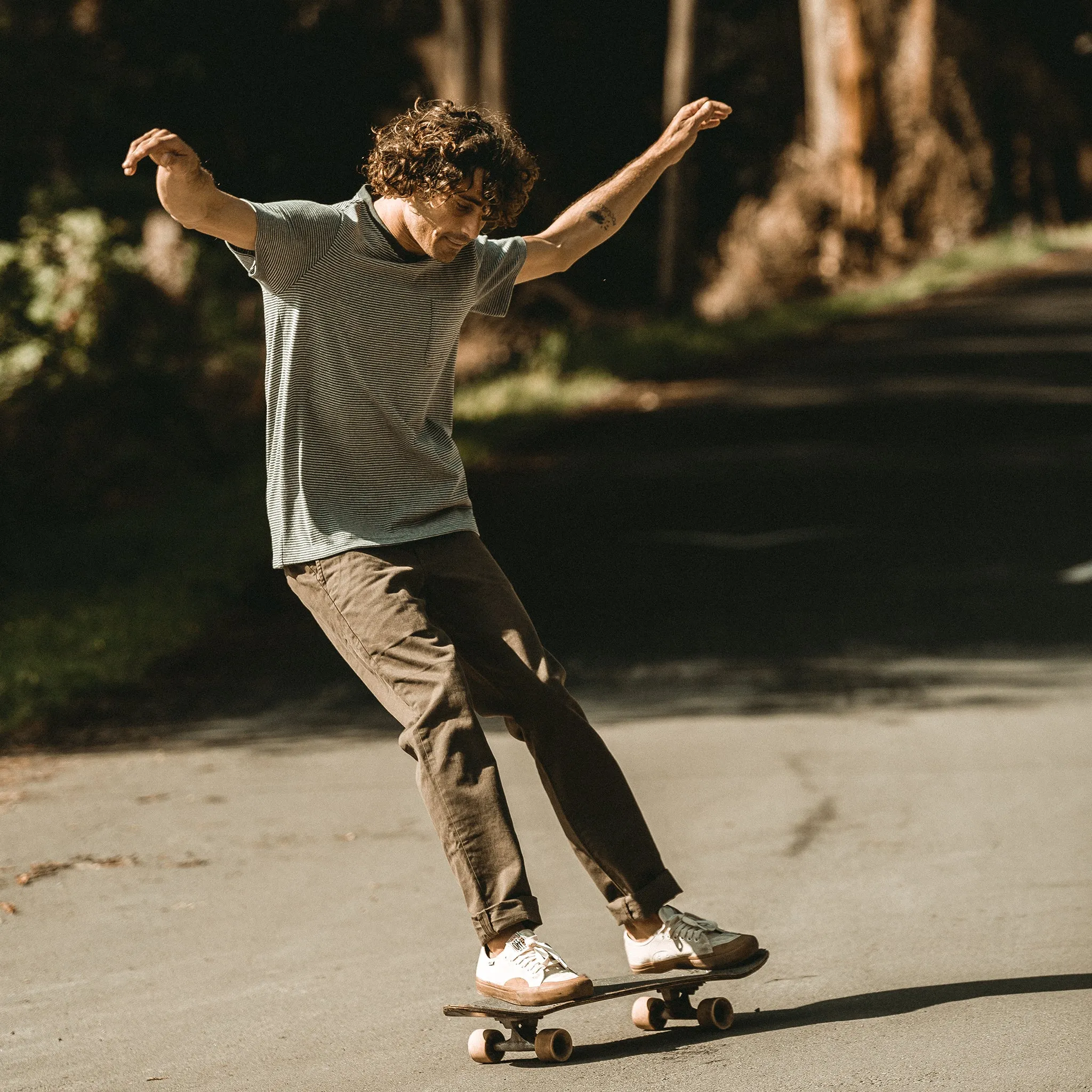 The Heavy Bag Tee in Grey Stripe sold by Taylor Stitch product image thumbnail 4