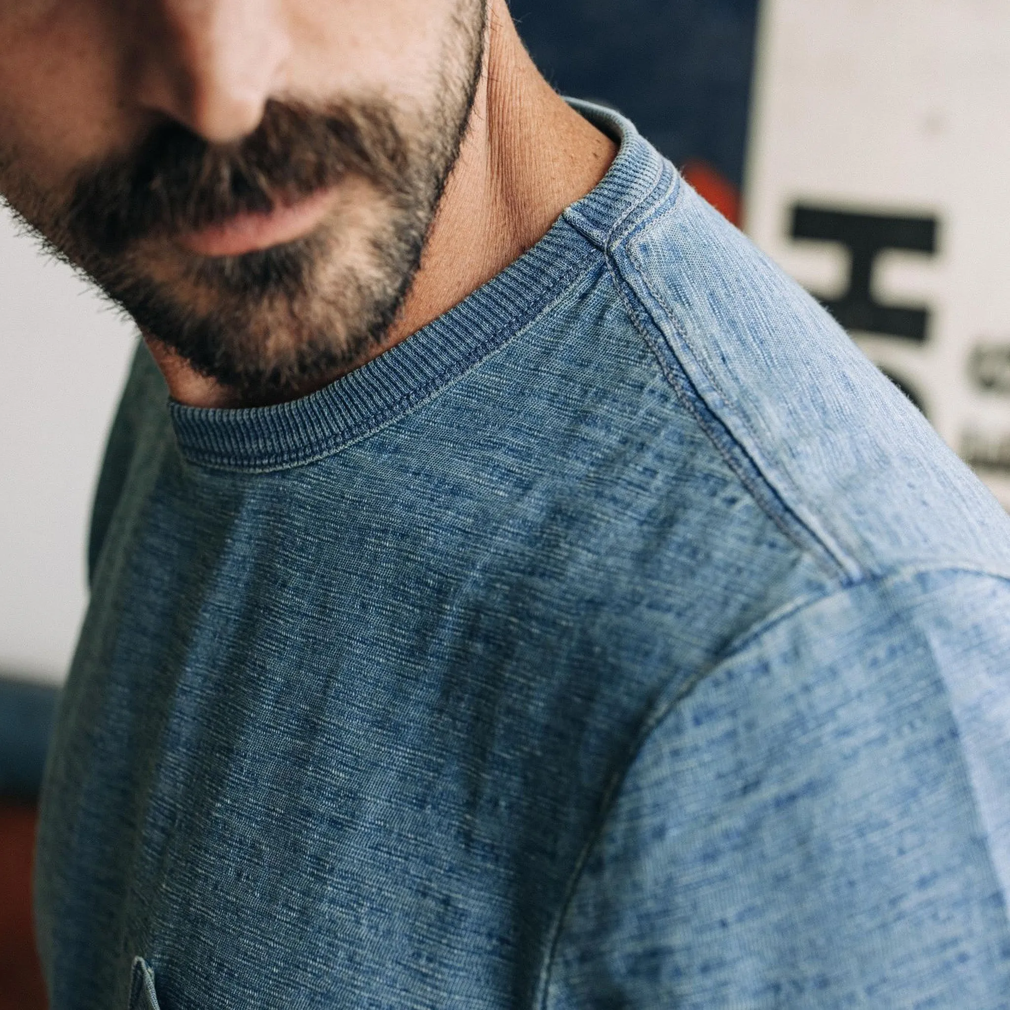 The Organic Cotton Tee in Washed Indigo sold by Taylor Stitch product image thumbnail 3