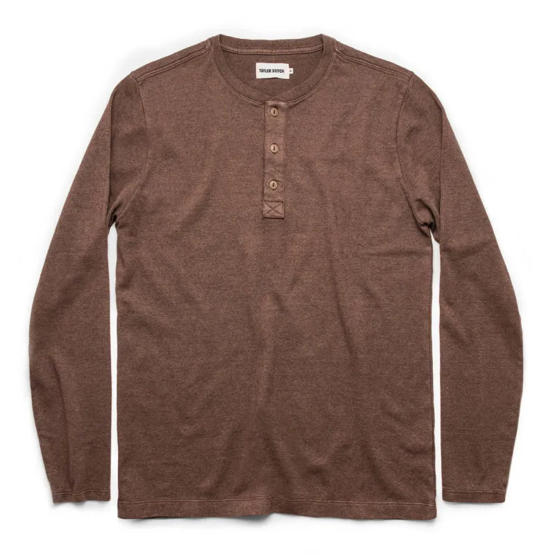 The Heavy Bag Henley in Fatigue Brown sold by Taylor Stitch