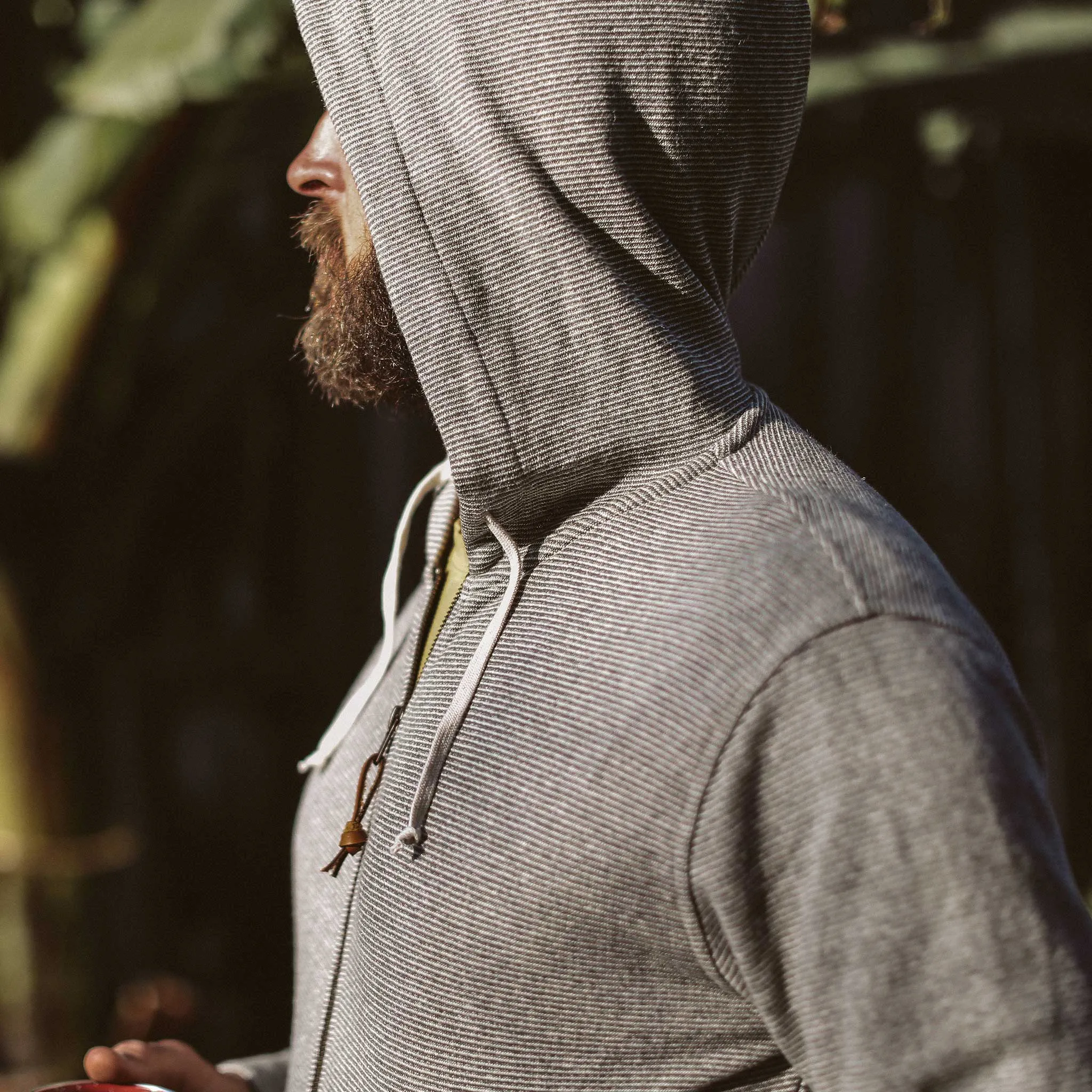 The Après Hoodie in Olive Stripe Hemp Fleece sold by Taylor Stitch product image thumbnail 3