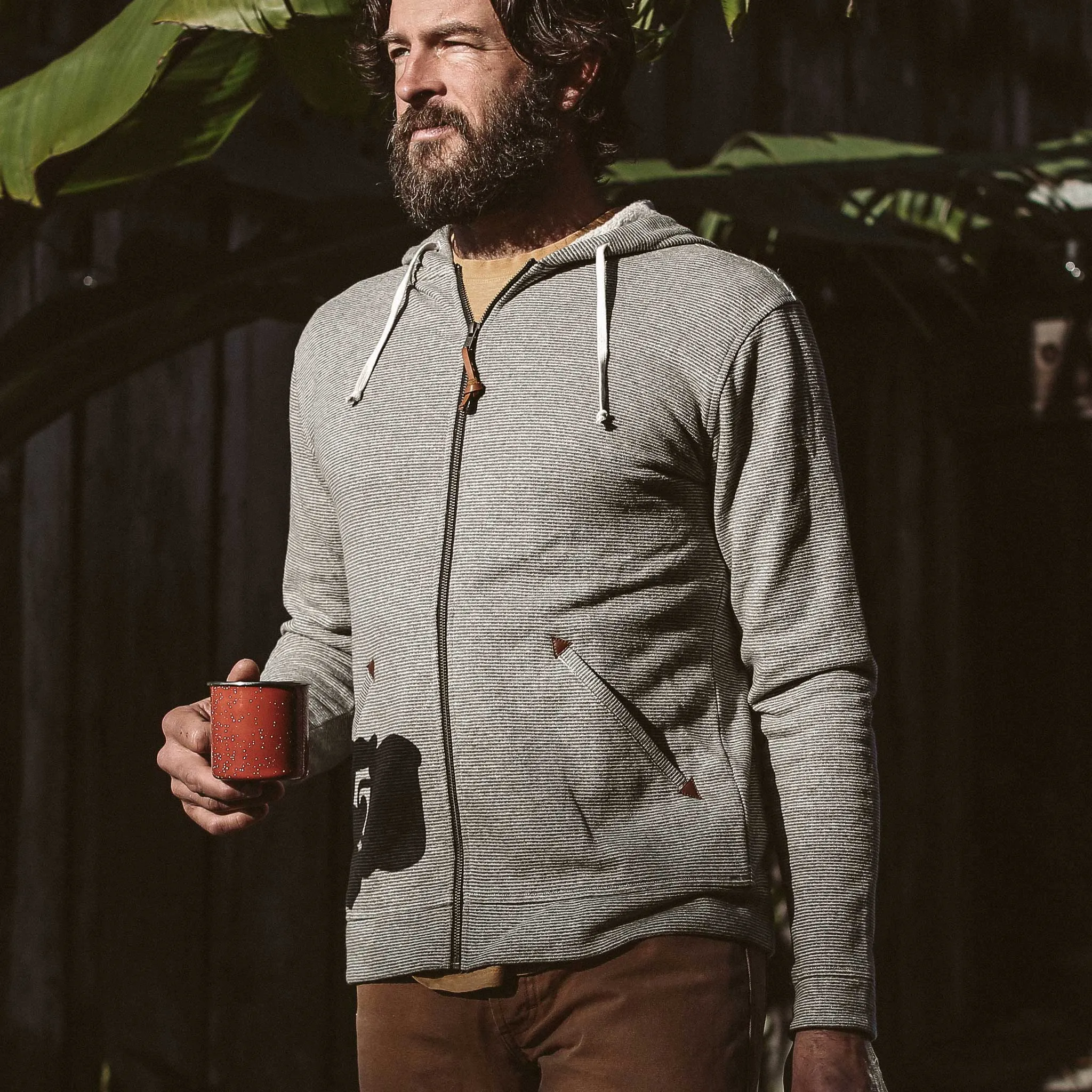 The Après Hoodie in Olive Stripe Hemp Fleece sold by Taylor Stitch product image thumbnail 2