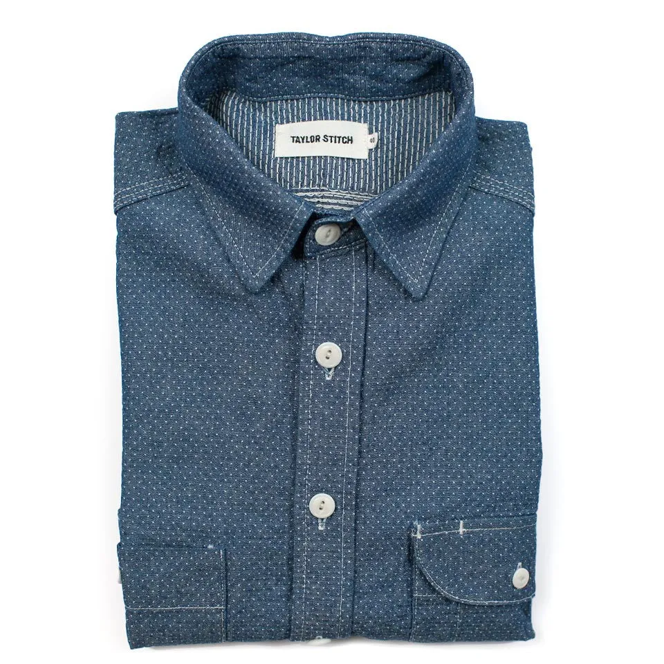 Indigo Jacquard Dot Utility Shirt sold by Taylor Stitch