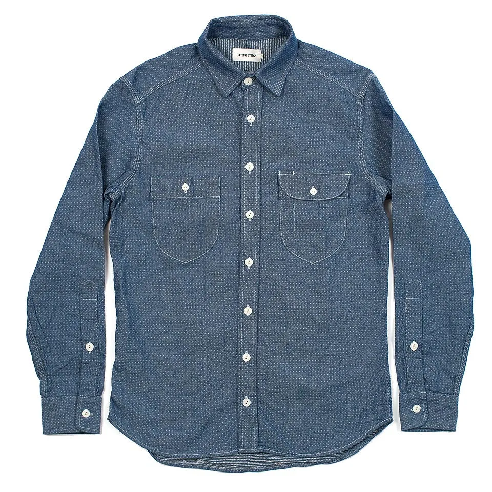 Indigo Jacquard Dot Utility Shirt sold by Taylor Stitch product image thumbnail 3