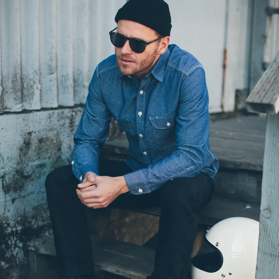 Indigo Jacquard Dot Utility Shirt sold by Taylor Stitch product image thumbnail 4