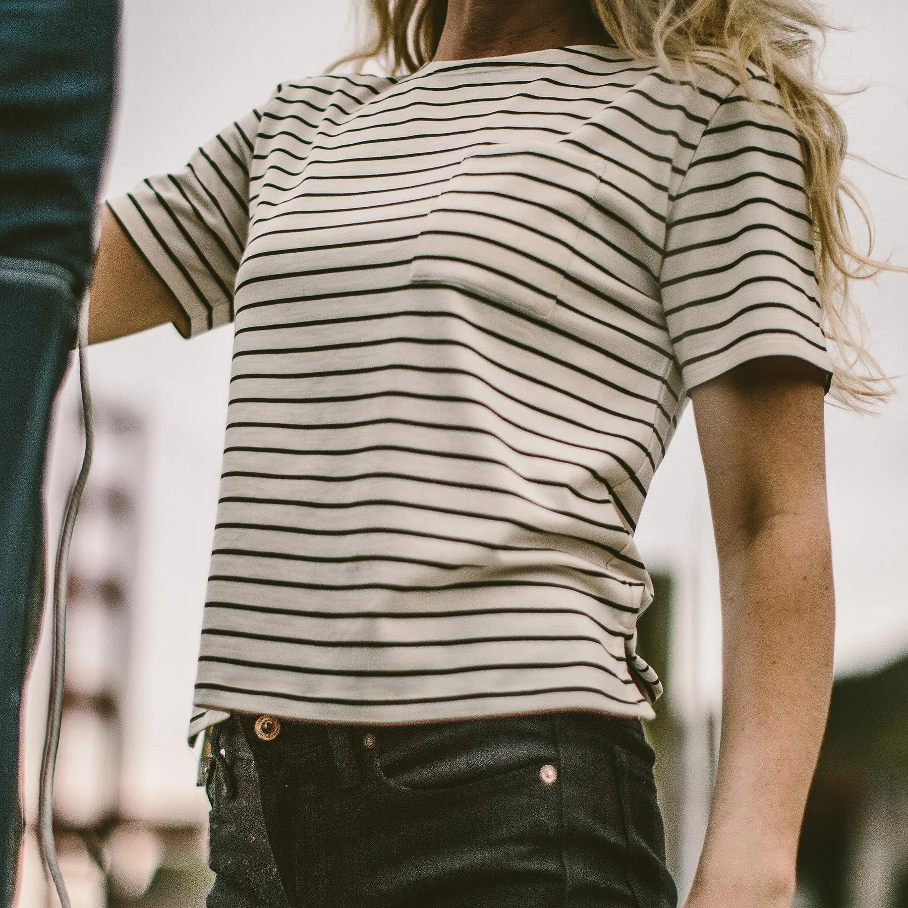 The Sausalito Tee in Forest Stripe Mercerized Merino sold by Taylor Stitch product image thumbnail 4