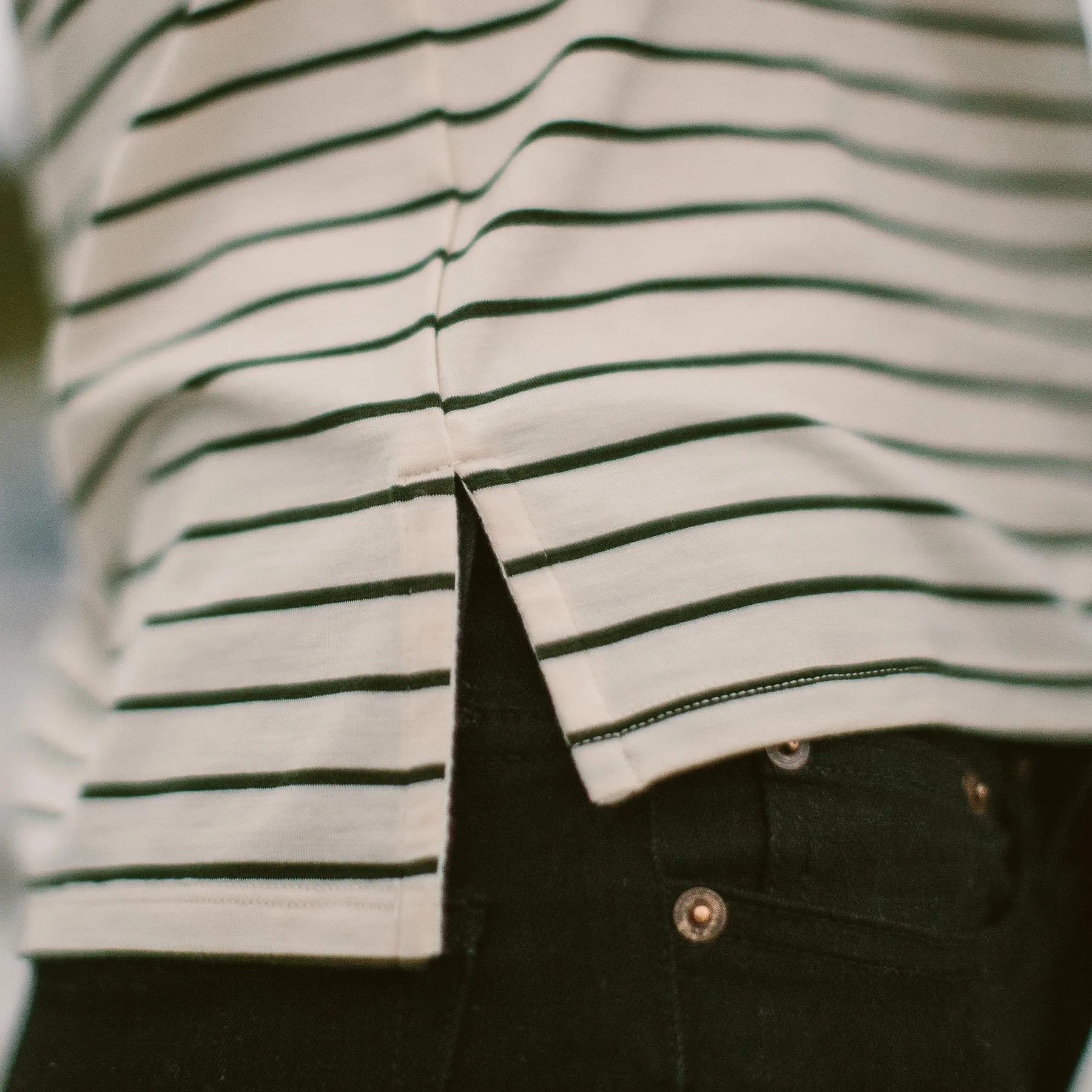 The Sausalito Tee in Forest Stripe Mercerized Merino sold by Taylor Stitch product image thumbnail 5