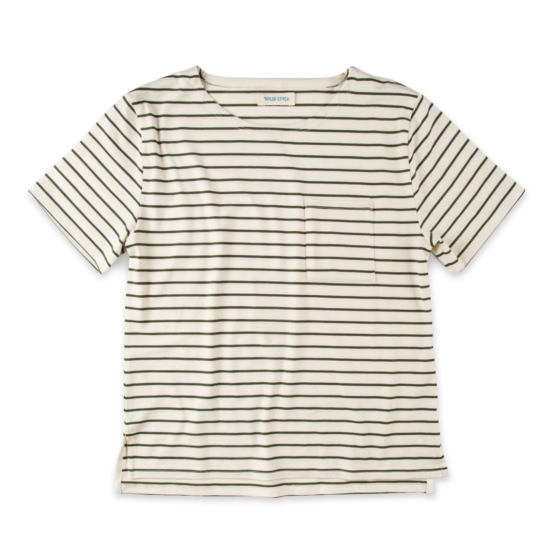 The Sausalito Tee in Forest Stripe Mercerized Merino sold by Taylor Stitch