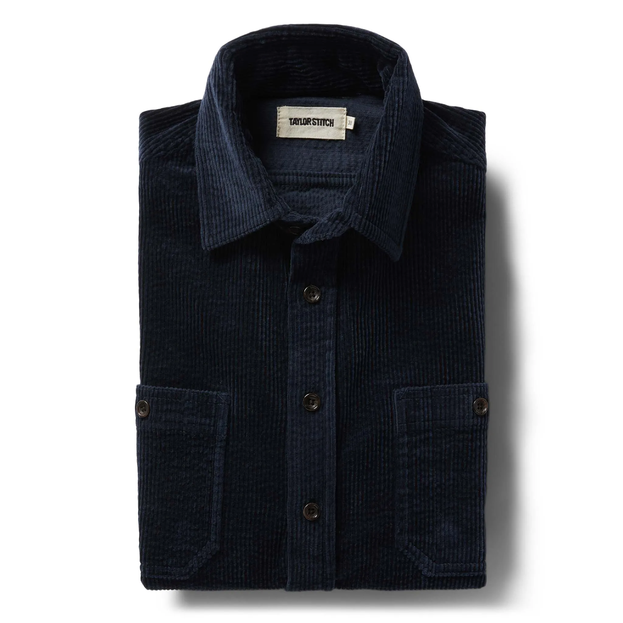 The Utility Shirt in Dark Navy Crepe Cord sold by Taylor Stitch