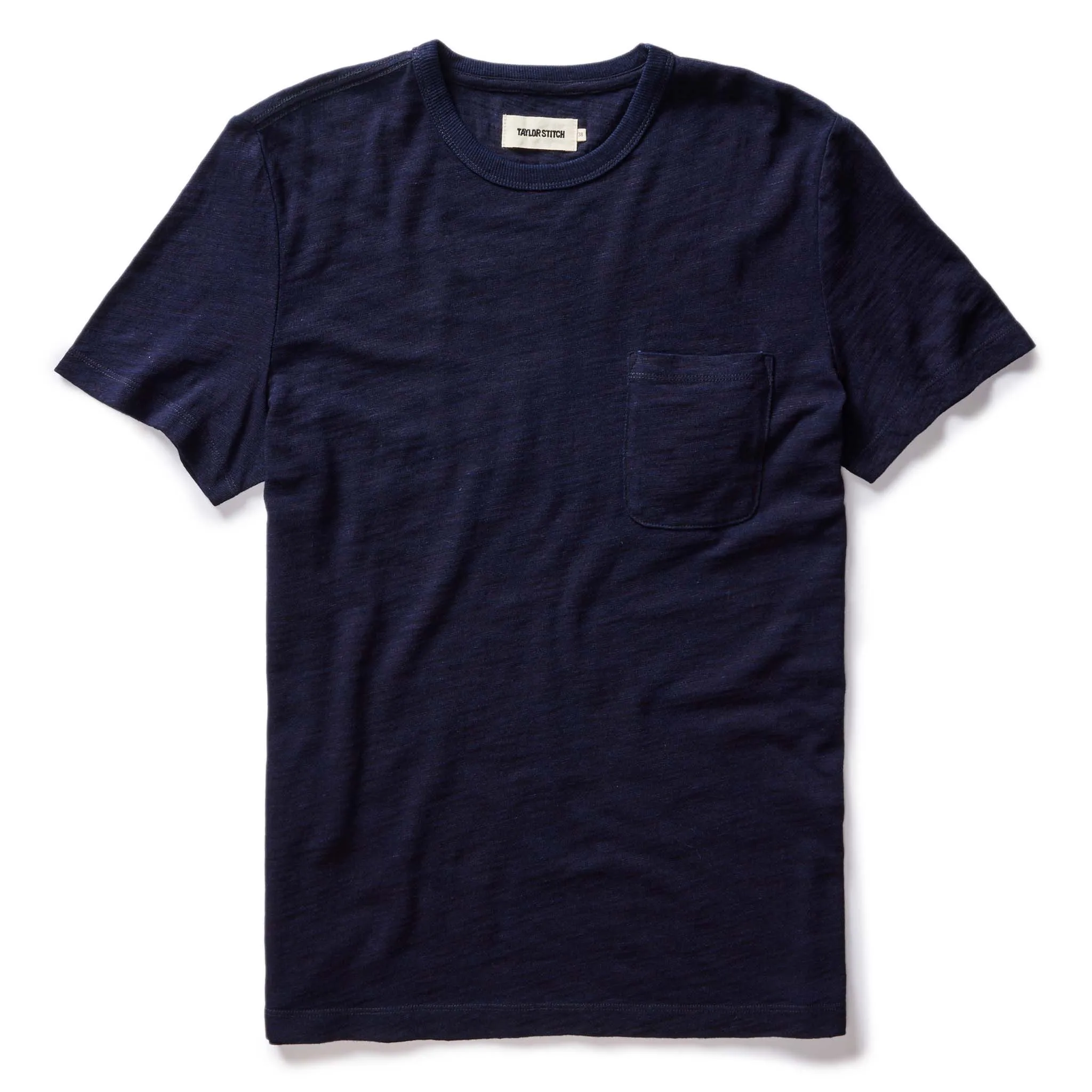 The Organic Cotton Tee in Rinsed Indigo sold by Taylor Stitch