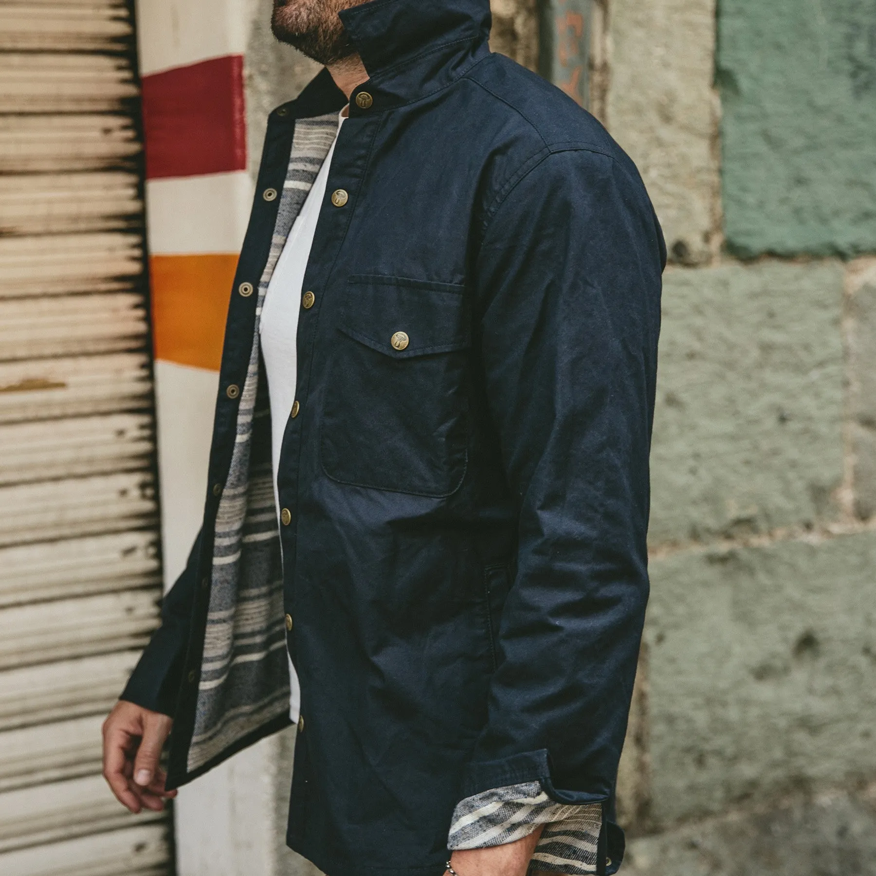 The Chore Jacket in Navy Dry Wax Canvas sold by Taylor Stitch product image thumbnail 3