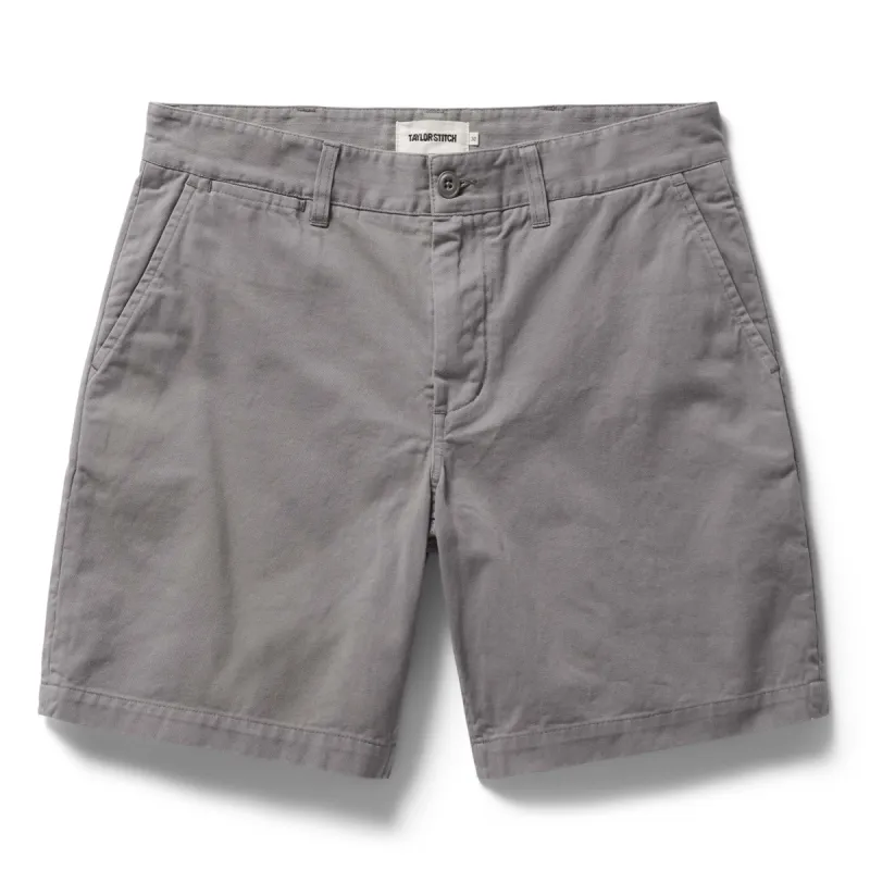 The Foundation Short in Organic Steeple Grey sold by Taylor Stitch