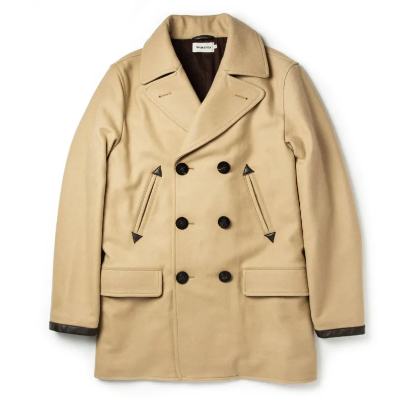 The Mendocino Peacoat in Camel Wool sold by Taylor Stitch