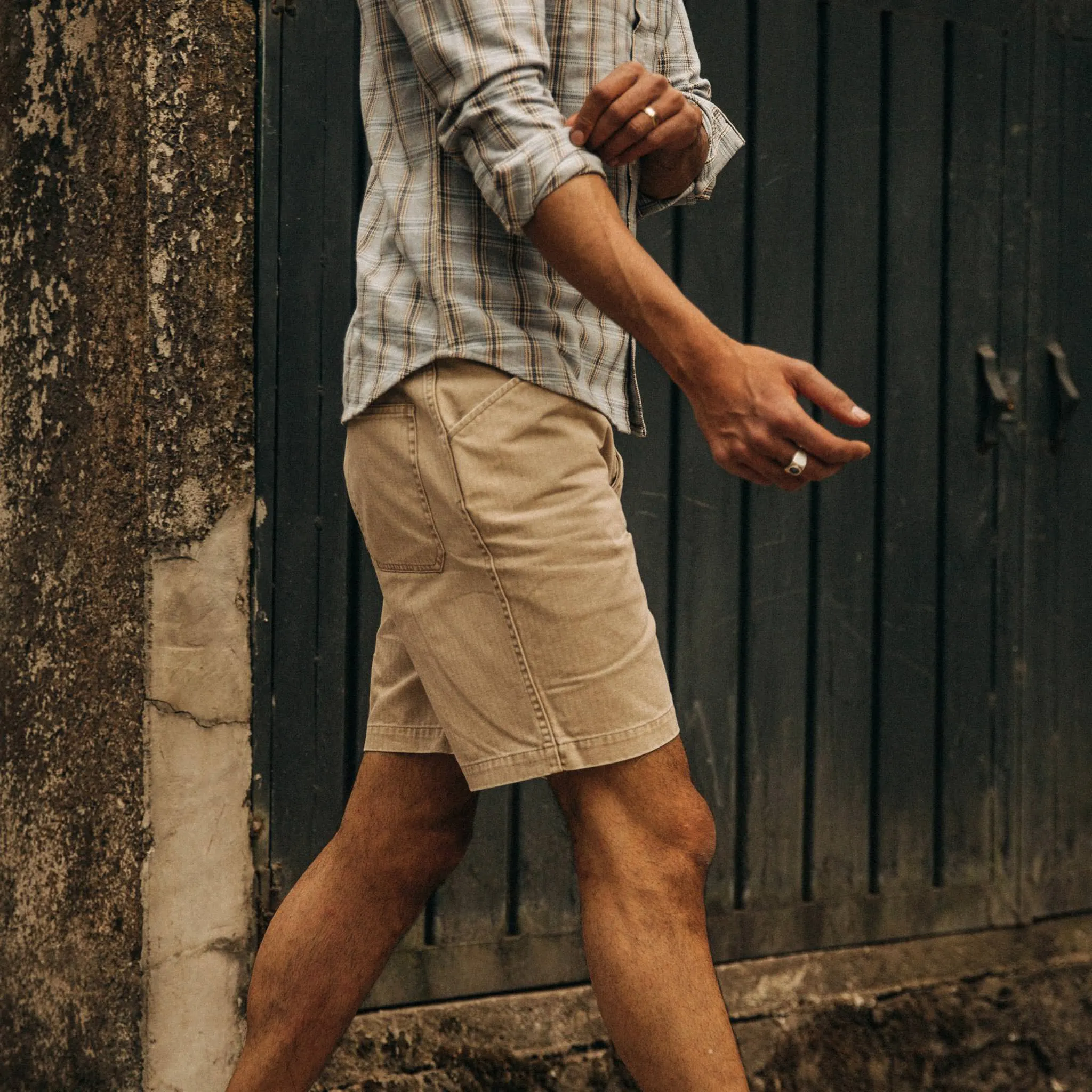The Camp Short in Khaki Herringbone sold by Taylor Stitch product image thumbnail 5