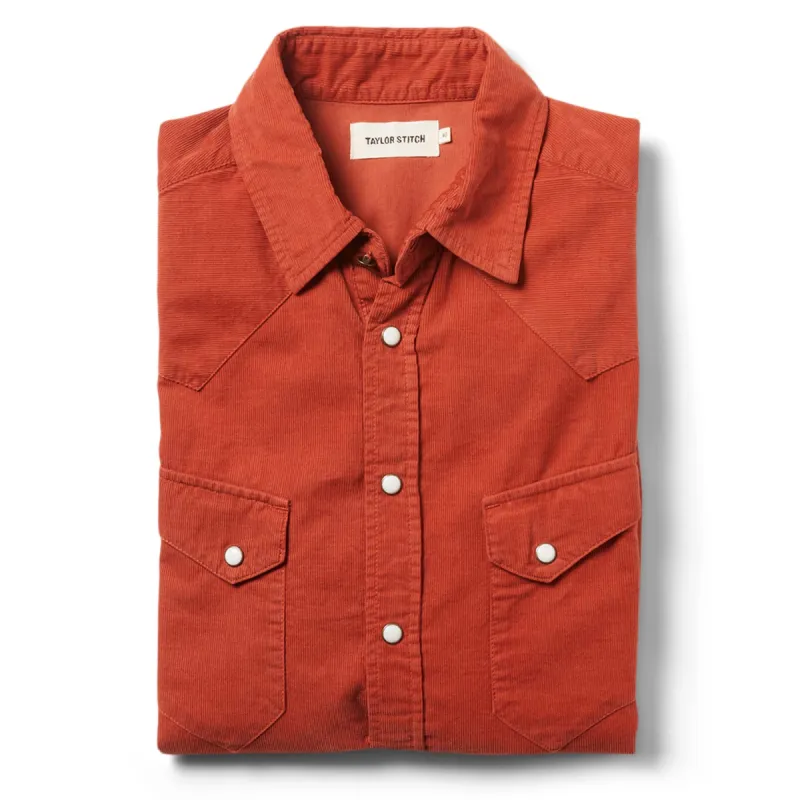 The Western Shirt in Rust Pincord sold by Taylor Stitch