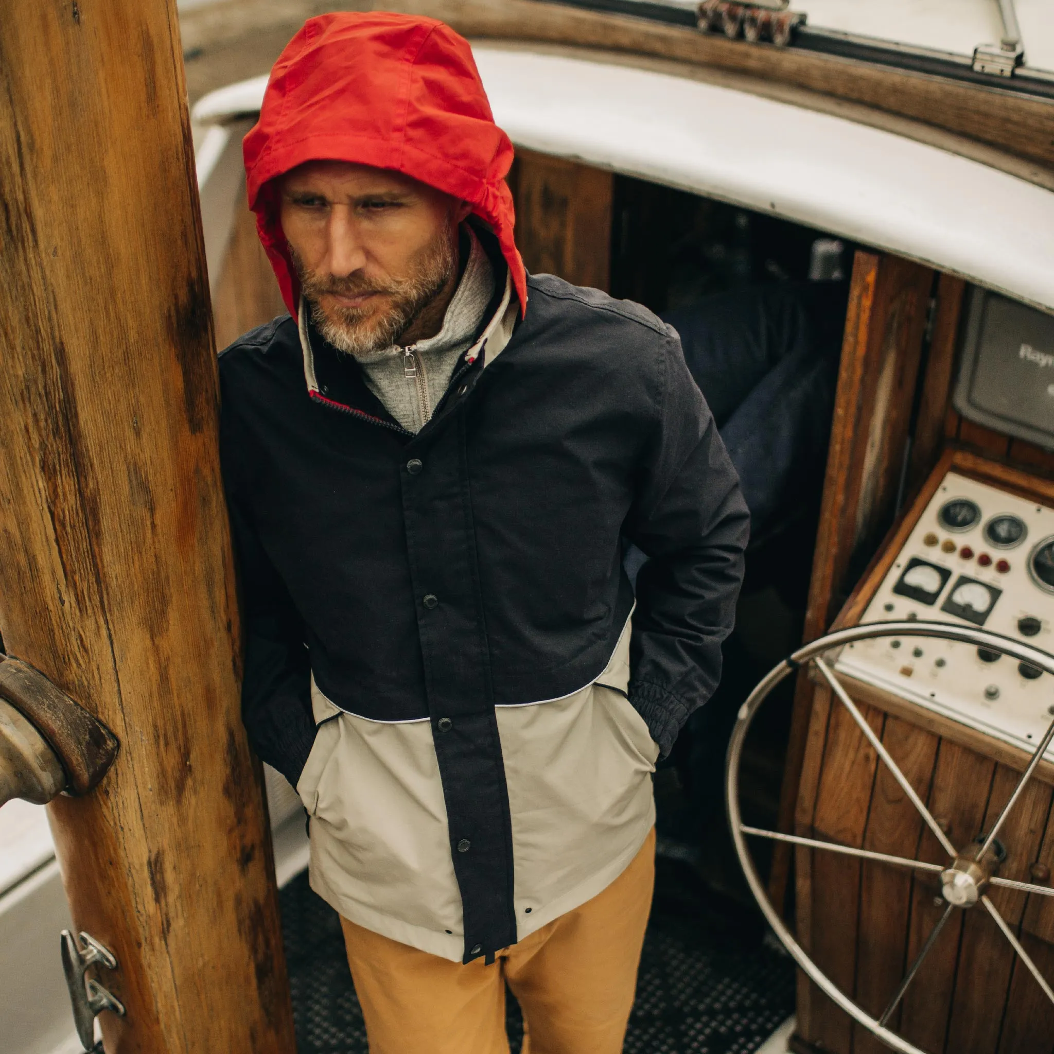 The Navigator Jacket in Natural and Navy Colorblock sold by Taylor Stitch product image thumbnail 3
