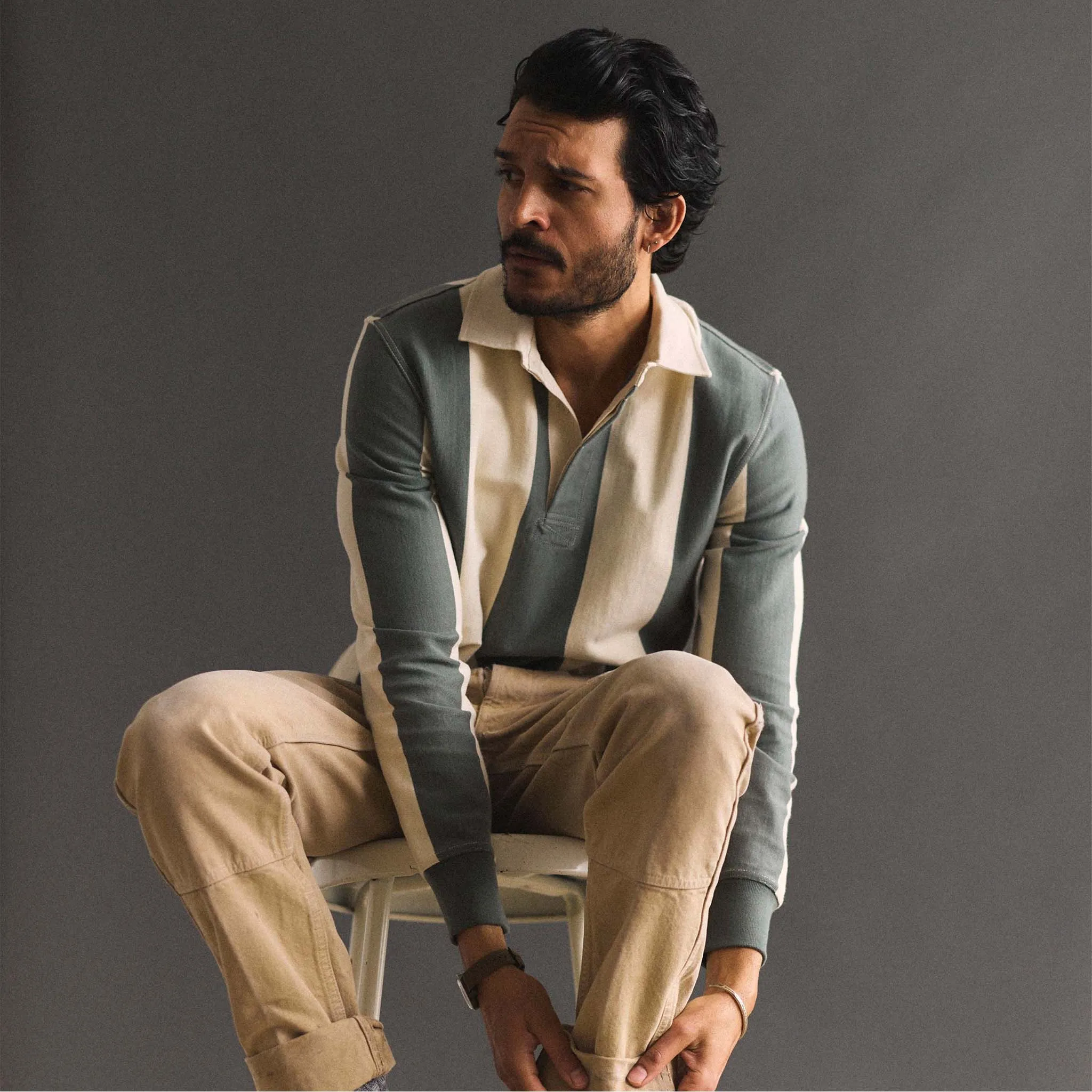 The Rugby Shirt in Deep Sea Stripe sold by Taylor Stitch product image thumbnail 4