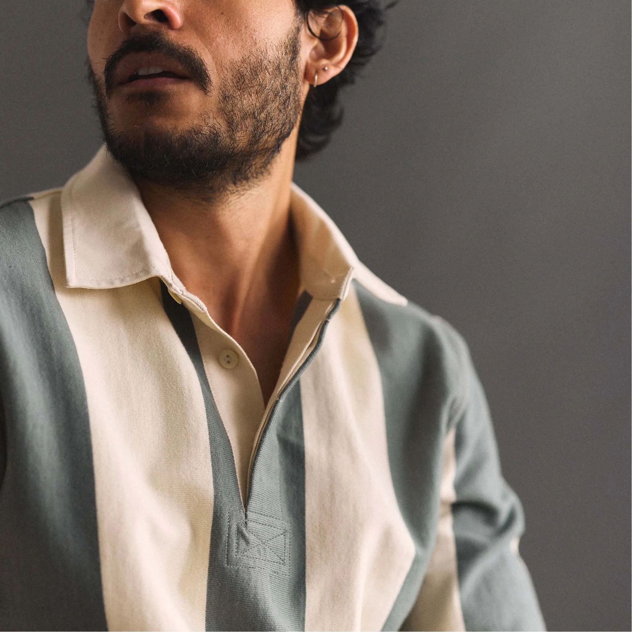 The Rugby Shirt in Deep Sea Stripe sold by Taylor Stitch product image thumbnail 3