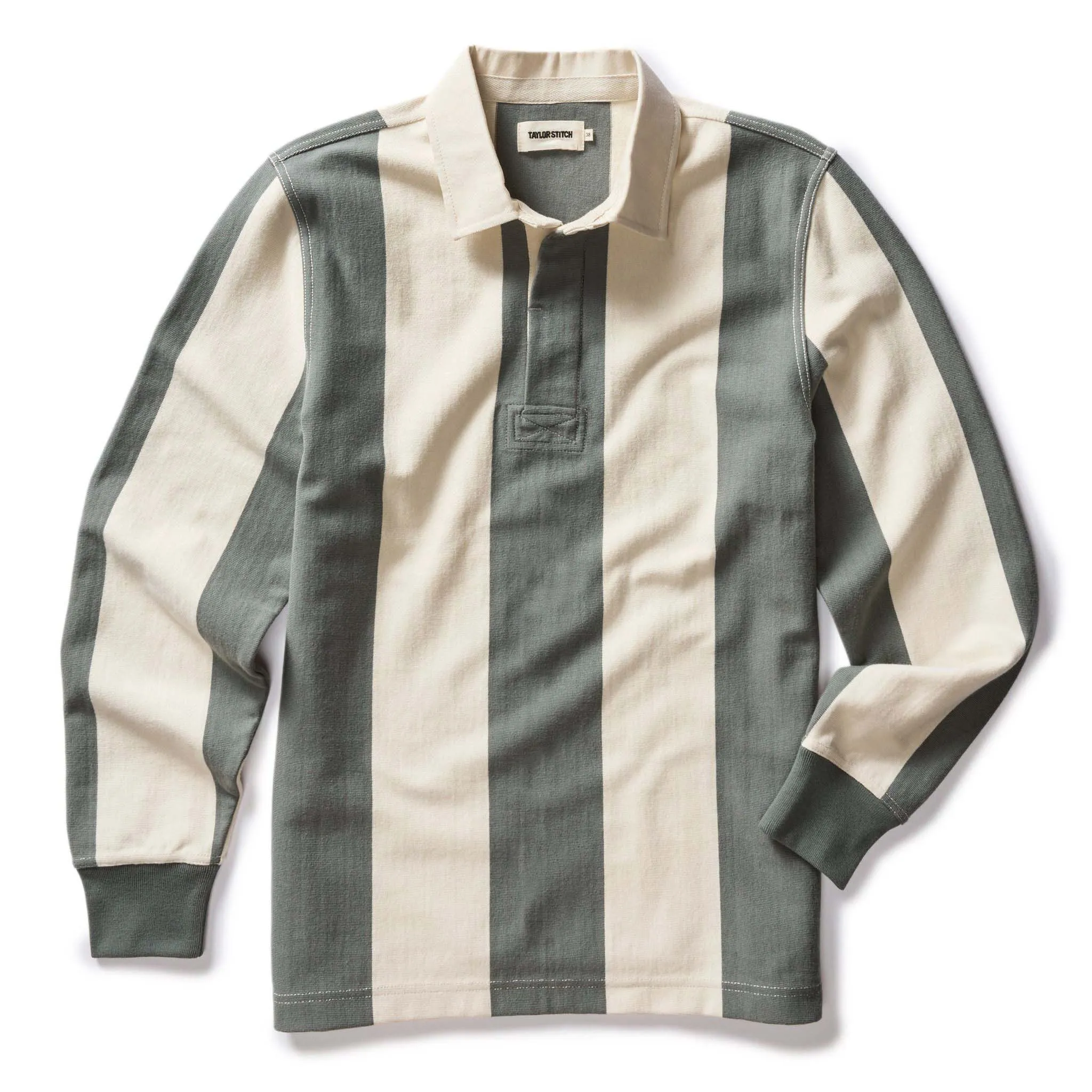 The Rugby Shirt in Deep Sea Stripe sold by Taylor Stitch