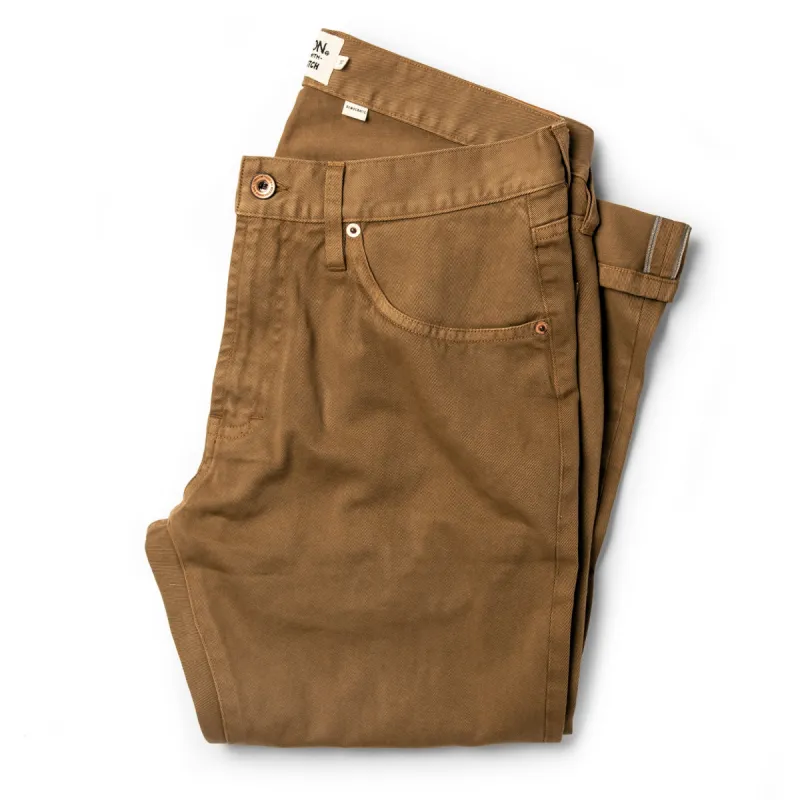 The Democratic All Day Pant in Rustic Oak Organic Selvage sold by Taylor Stitch