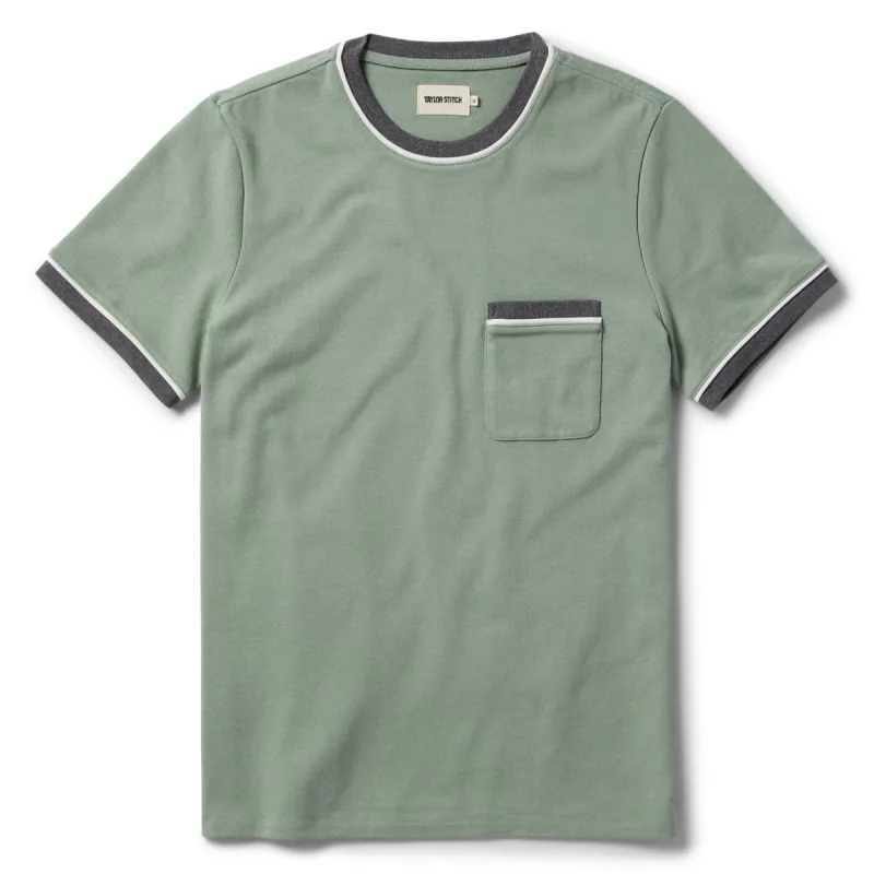 The Heavy Bag Ringer Tee in Slate and Seed sold by Taylor Stitch