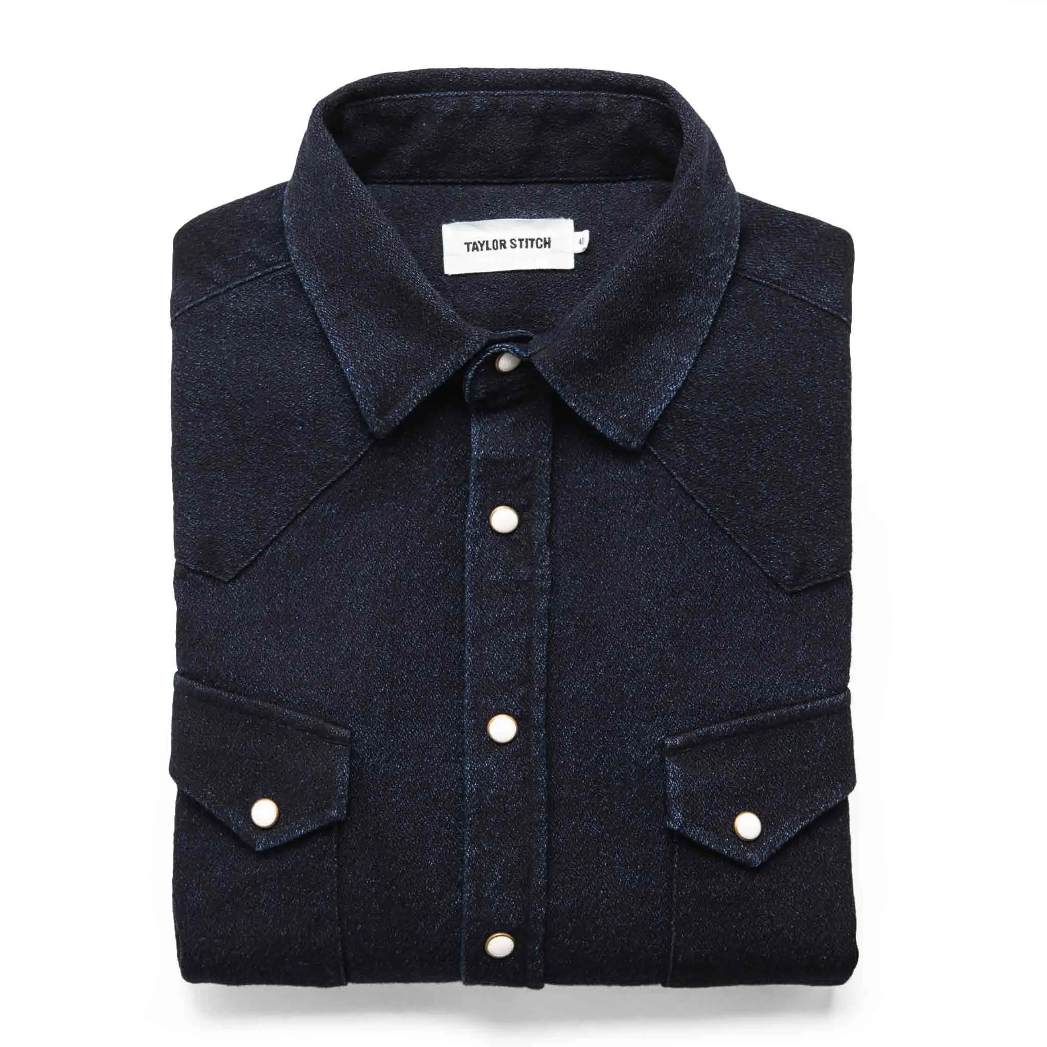 The Western Shirt in Indigo Crepe sold by Taylor Stitch