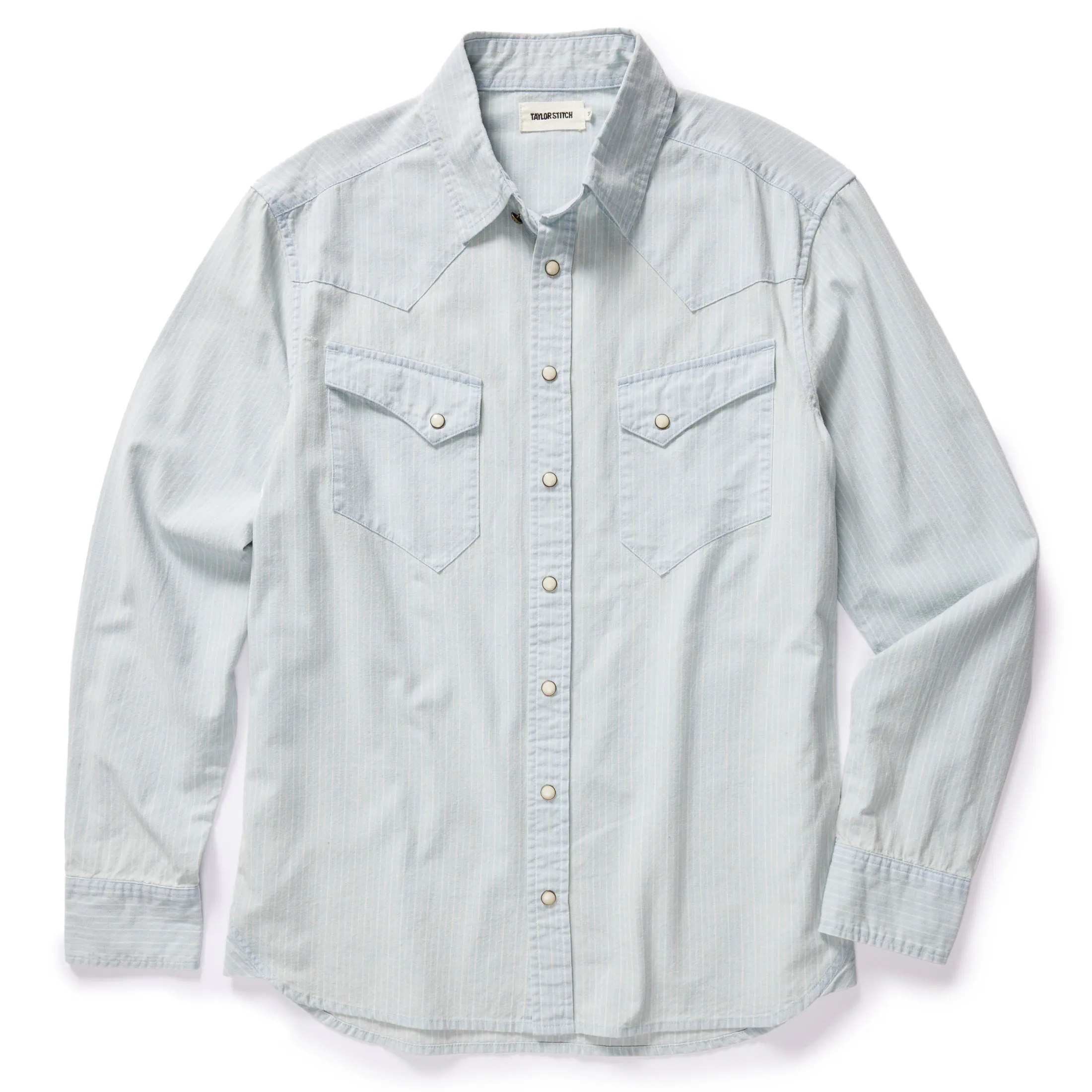 The Western Shirt in Bleached Indigo Stripe sold by Taylor Stitch product image thumbnail 5