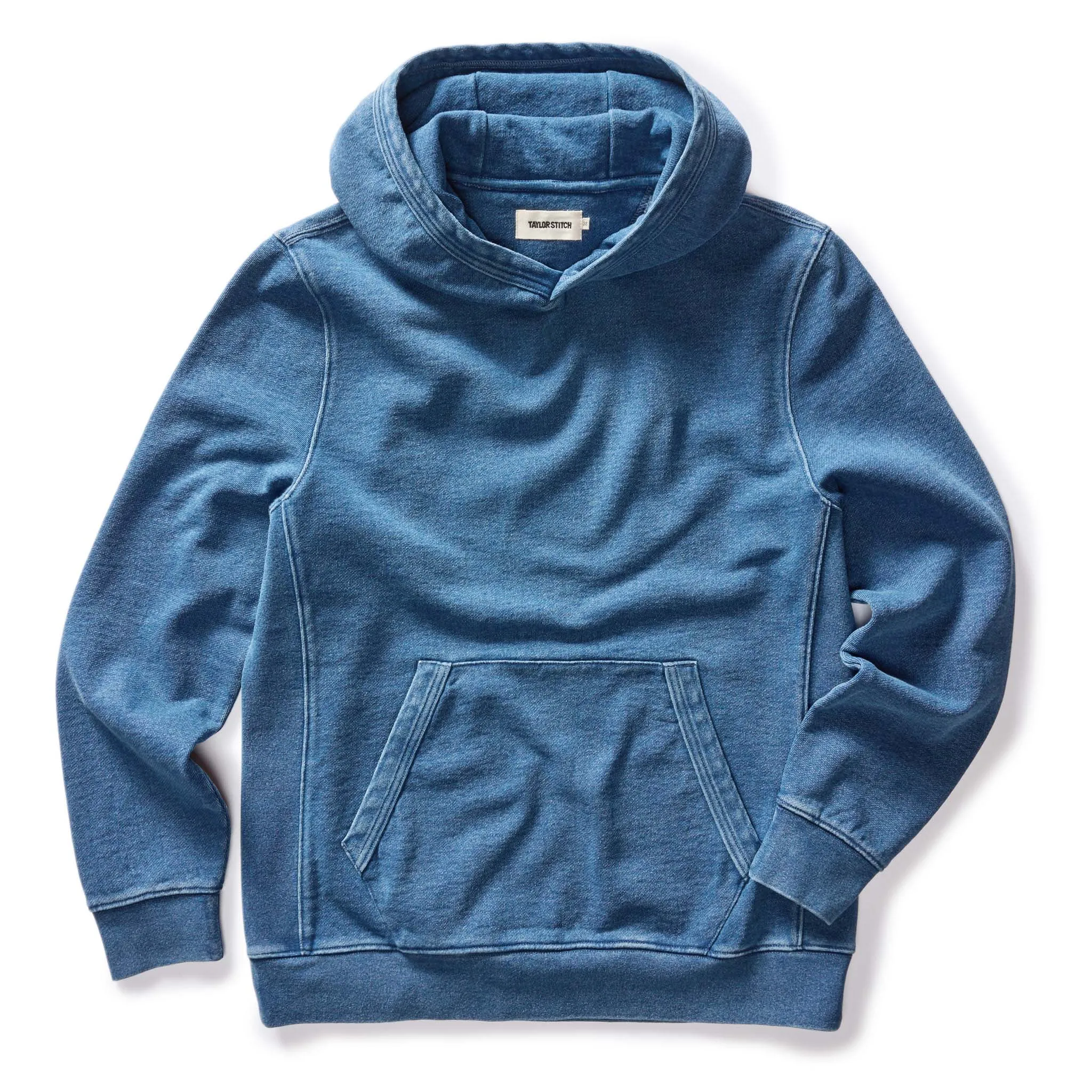 The Apres Hoodie in Washed Indigo Terry sold by Taylor Stitch