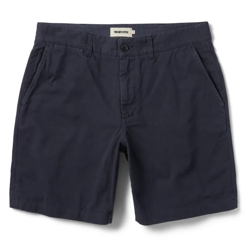 The Foundation Short in Navy Twill sold by Taylor Stitch
