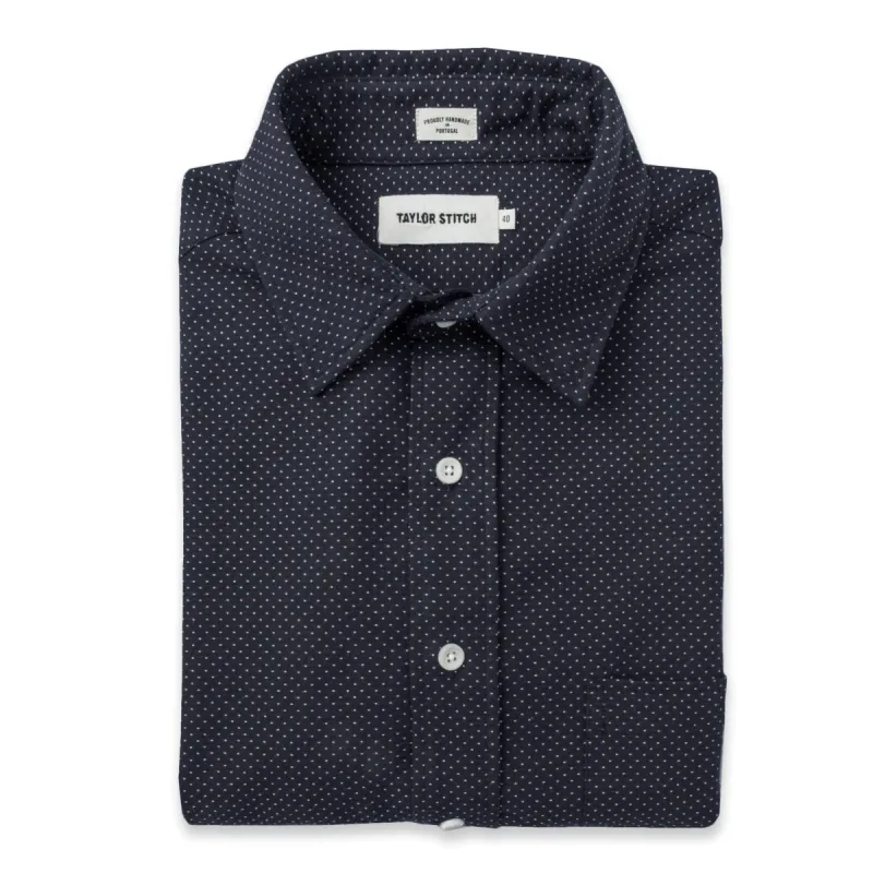 The California in White Jacquard Dot sold by Taylor Stitch