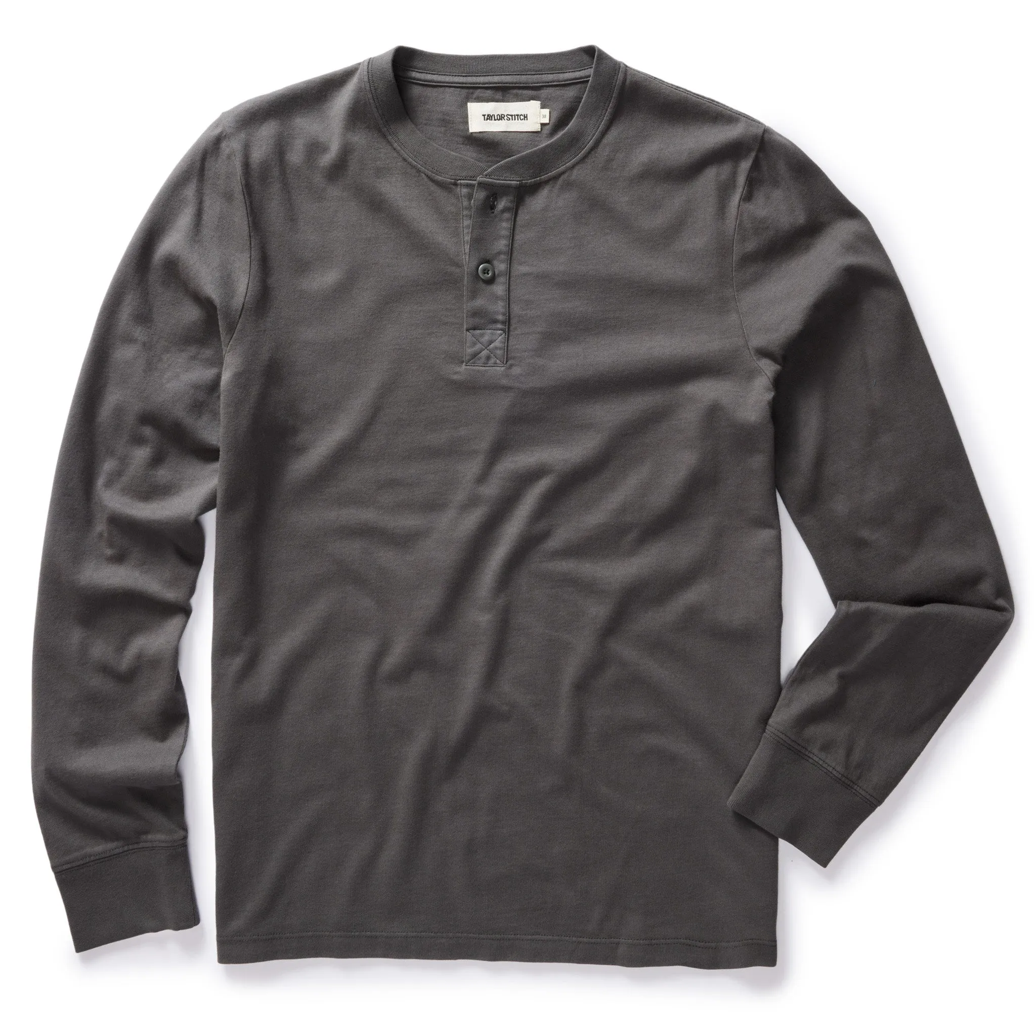 The Organic Cotton Henley in Faded Black sold by Taylor Stitch
