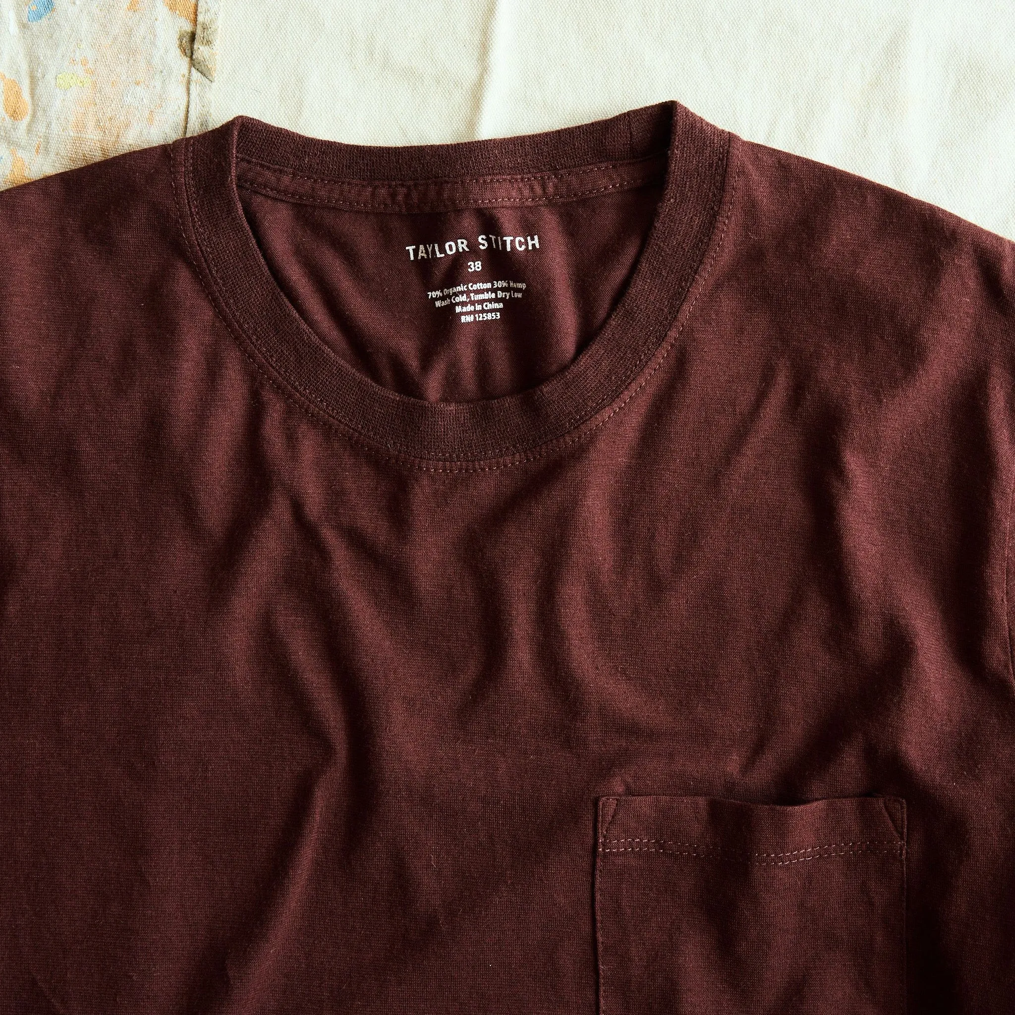 The Cotton Hemp Long Sleeve Tee in Burgundy sold by Taylor Stitch product image thumbnail 3
