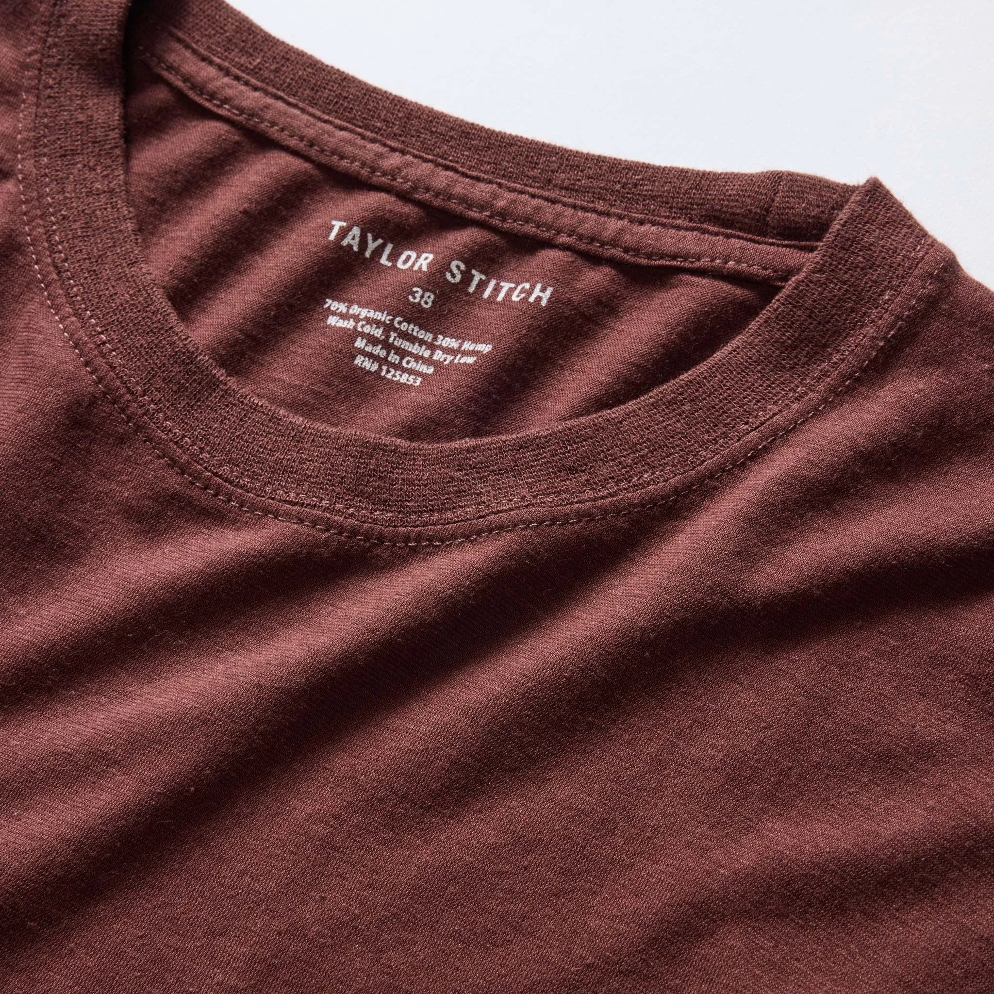 The Cotton Hemp Long Sleeve Tee in Burgundy sold by Taylor Stitch product image thumbnail 4