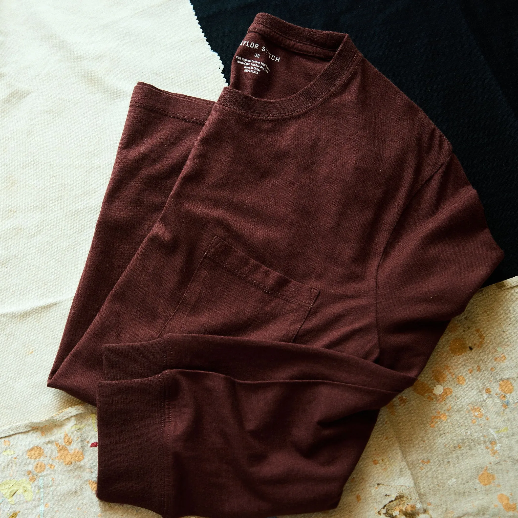 The Cotton Hemp Long Sleeve Tee in Burgundy sold by Taylor Stitch product image thumbnail 2