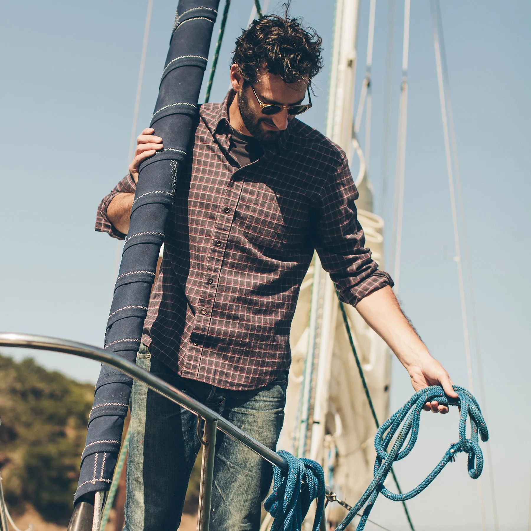 The Jack in Brushed Taupe Plaid Flannel sold by Taylor Stitch product image thumbnail 5