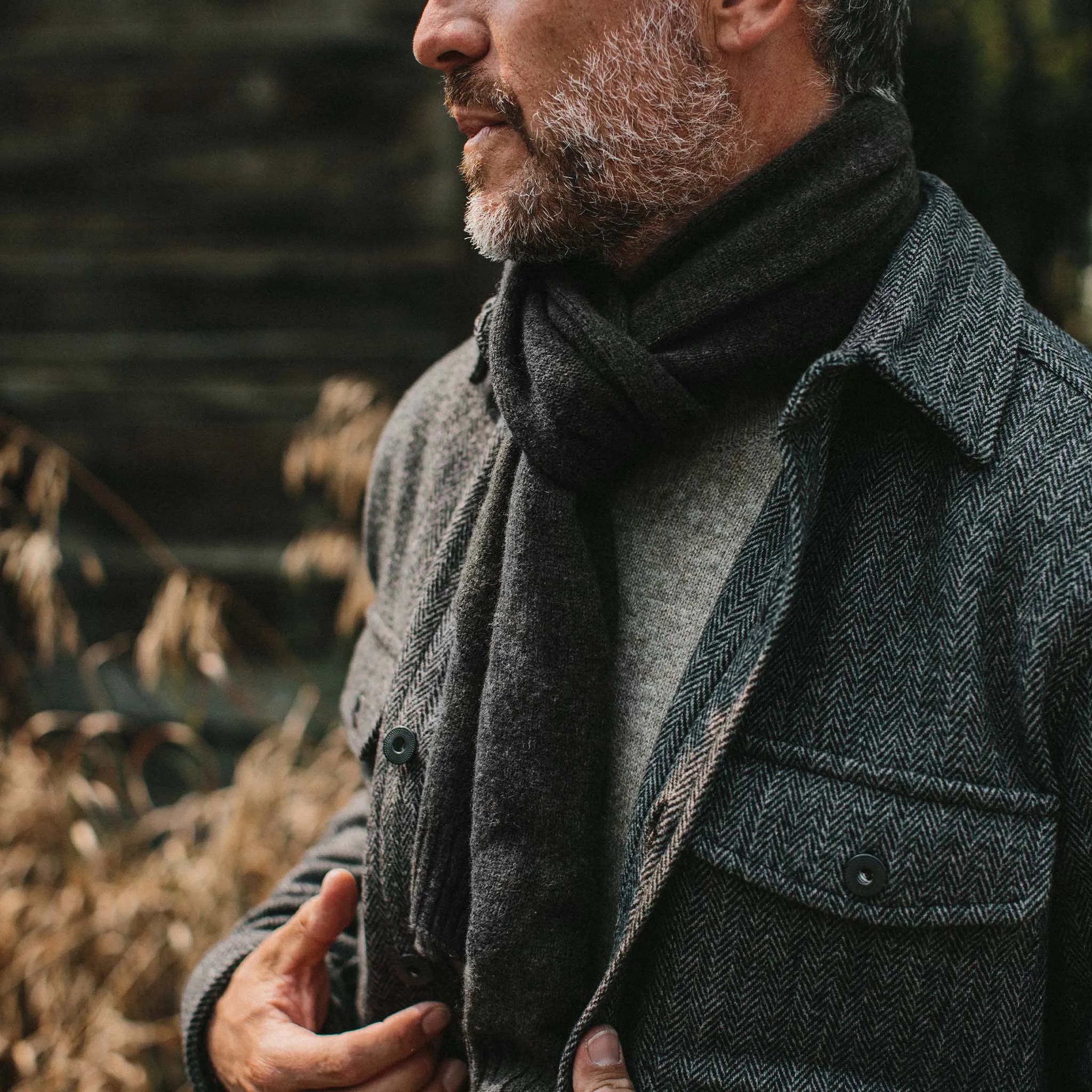 The Lodge Scarf in Heather Charcoal sold by Taylor Stitch product image thumbnail 3