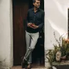 The Easy Pant in Navy Linen Herringbone sold by Taylor Stitch