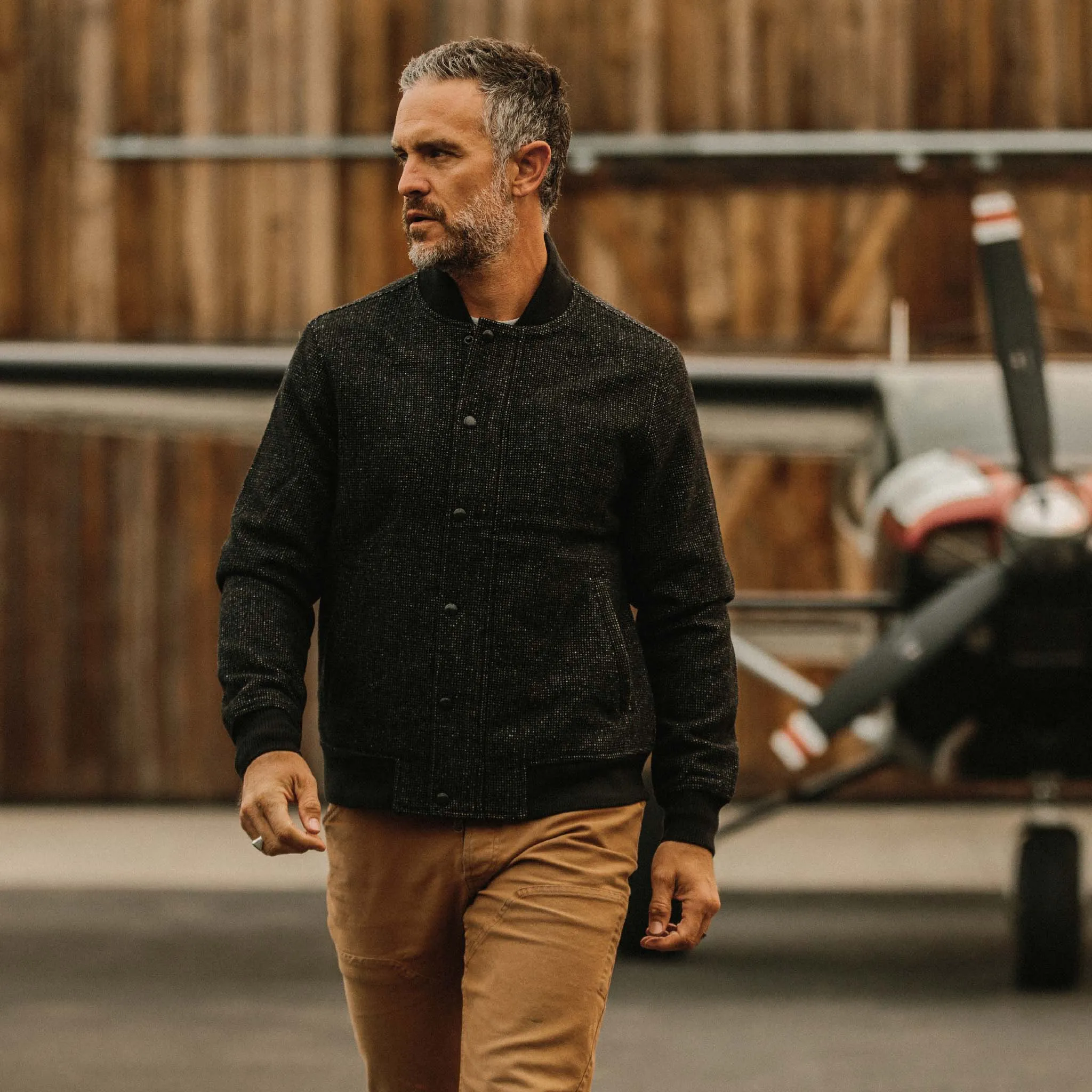 The Bomber Jacket in Charcoal Wool sold by Taylor Stitch product image thumbnail 5