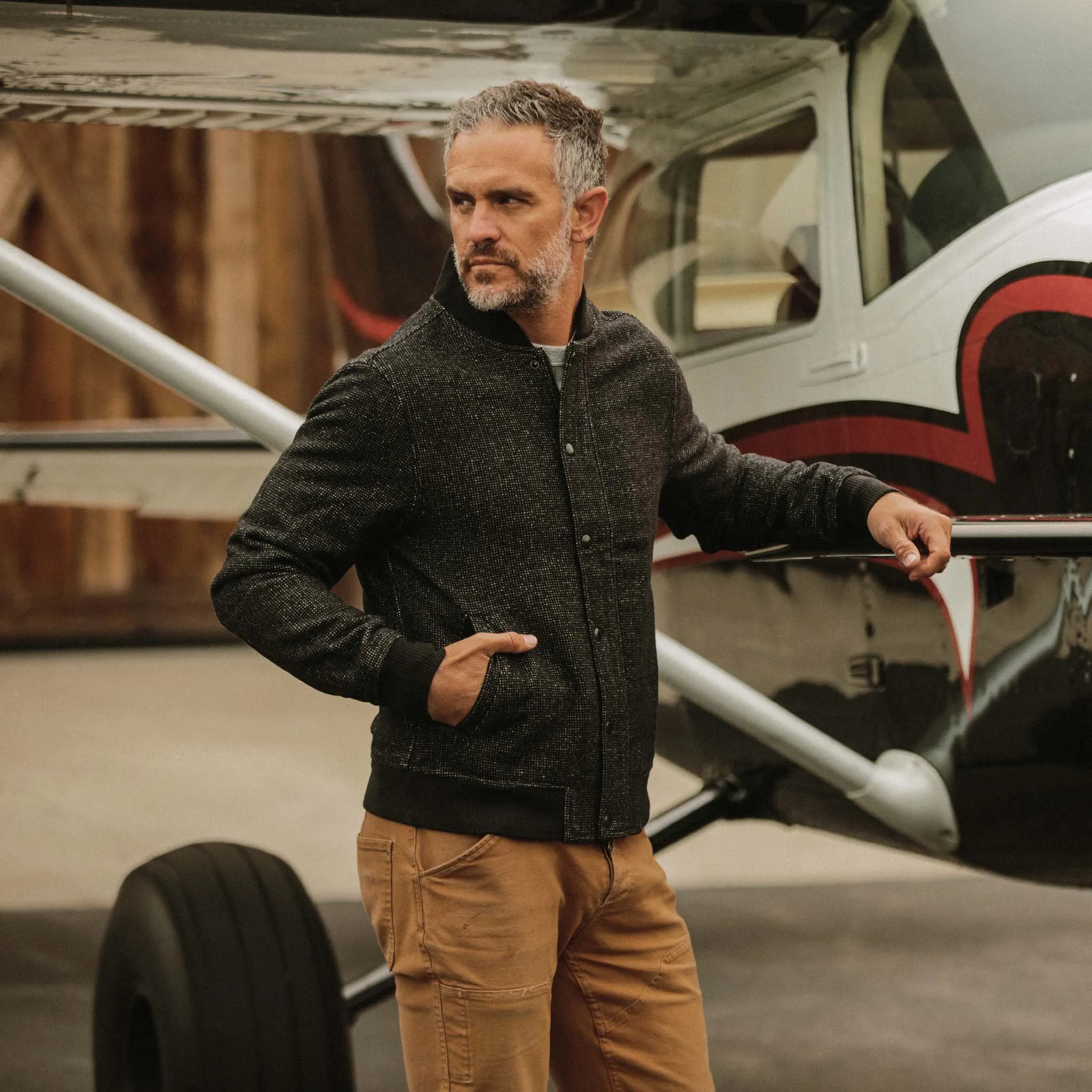 The Bomber Jacket in Charcoal Wool sold by Taylor Stitch product image thumbnail 2